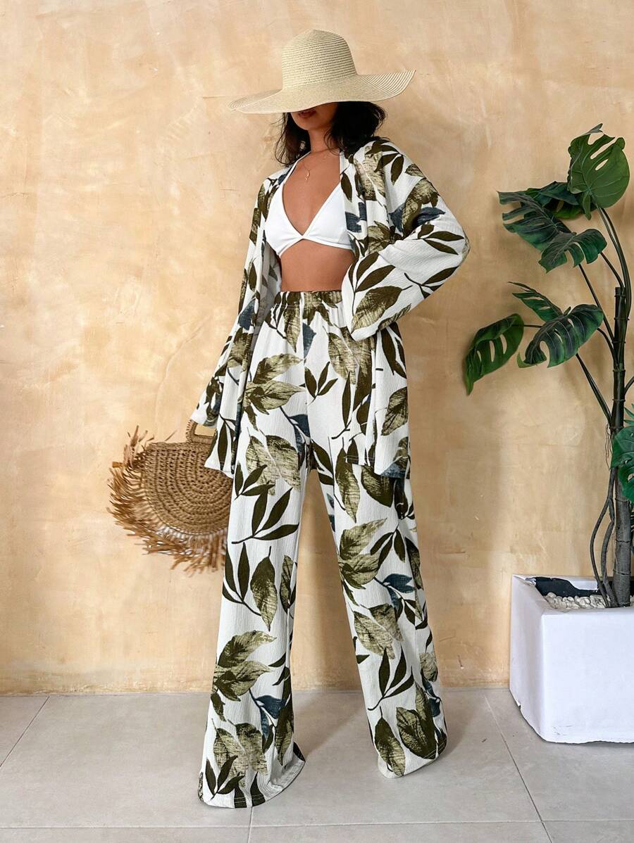 Tropical Whisper Leaf Print Co-ord Set