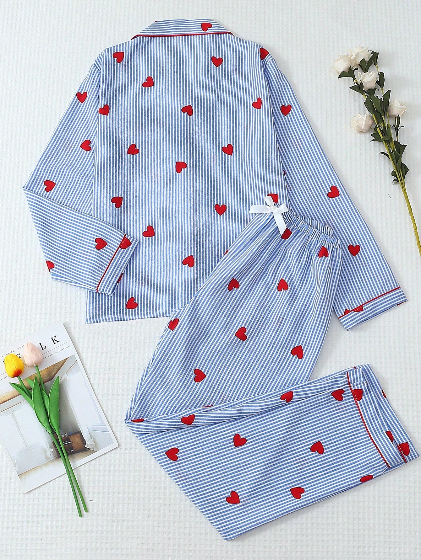 Blue Heartstripe Classic Pajama Set