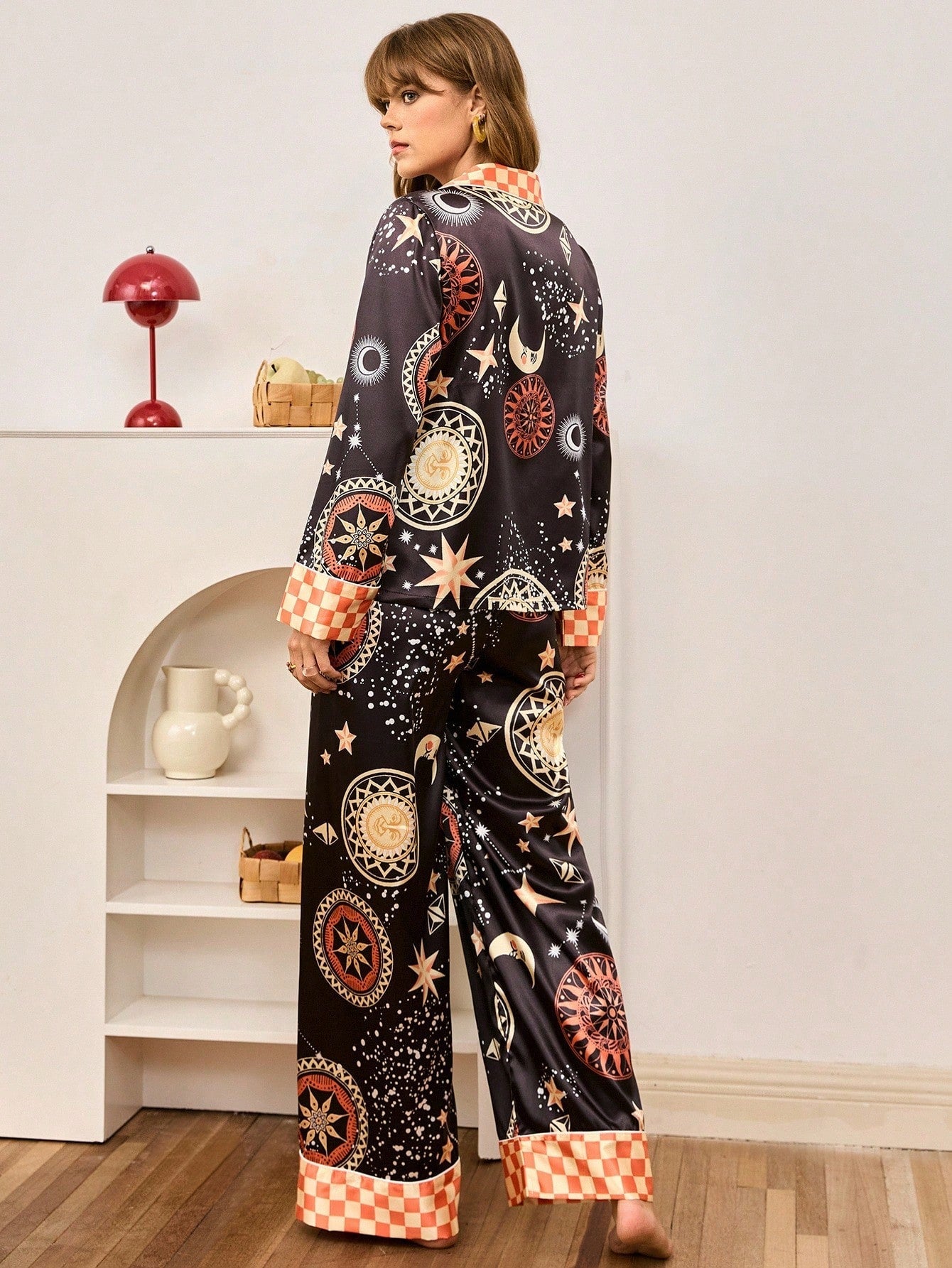 Celestial Night Satin Pajama Set