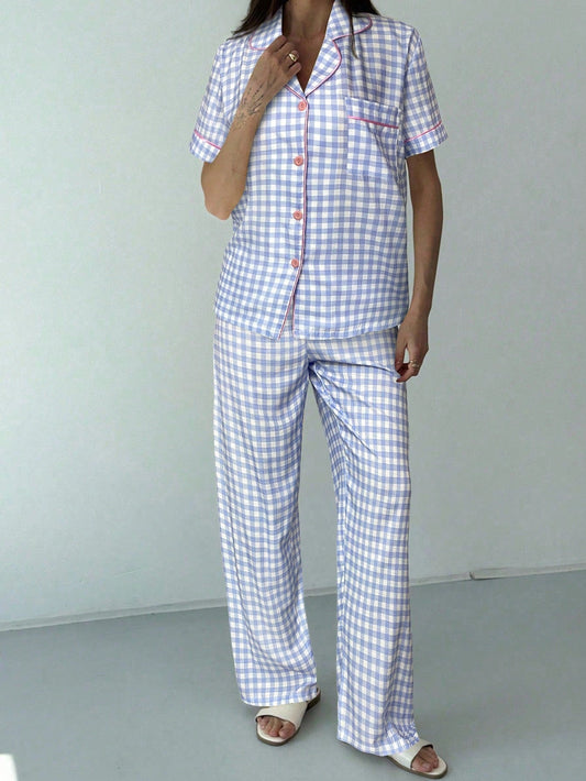 Bluebell Gingham Short-Sleeve Pajama Set