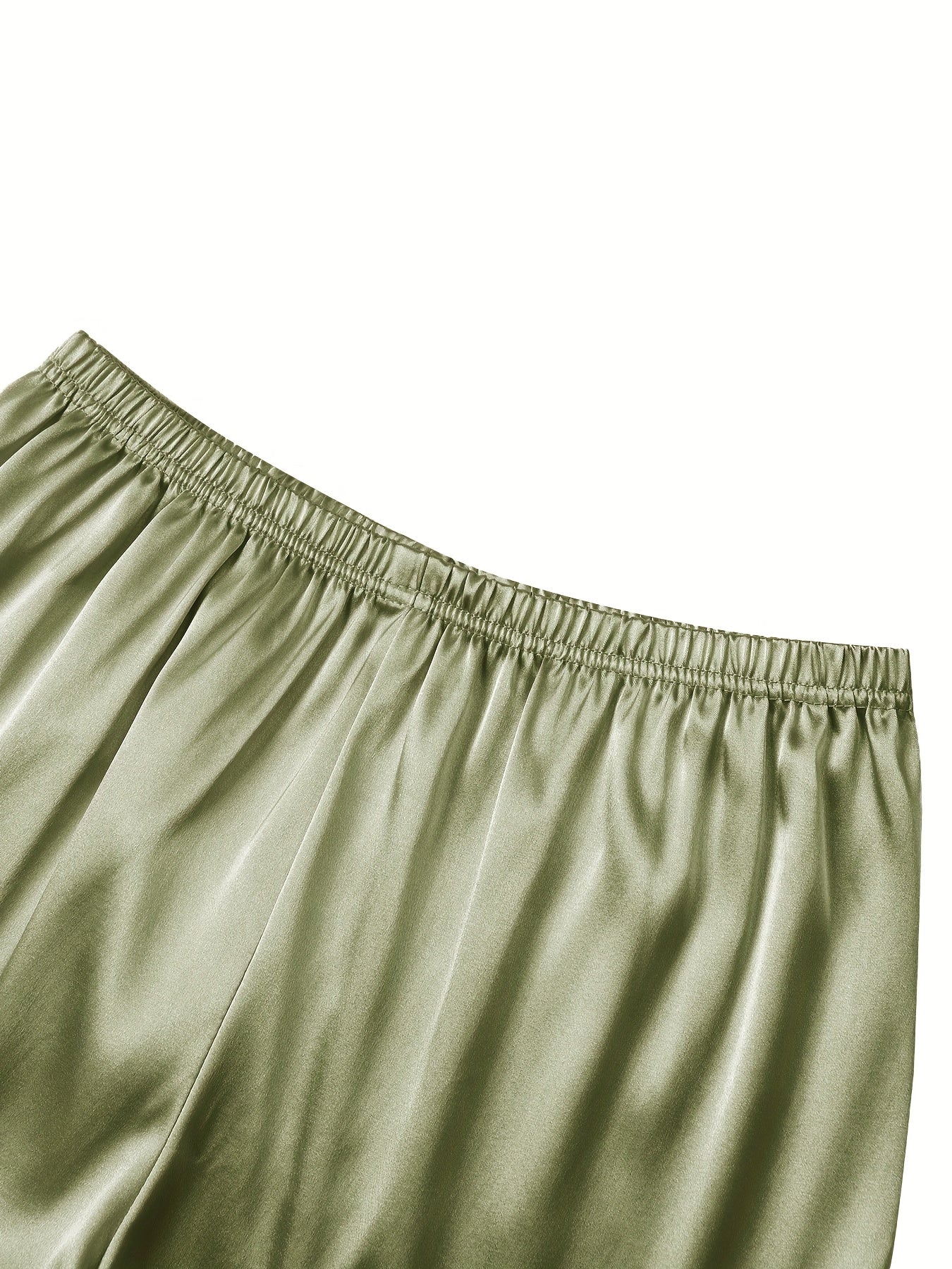 Women’s Satin Nightwear Combo Set – 2 Tops, 2 Shorts & 2 Pajamas (Lavender & Olive Green)