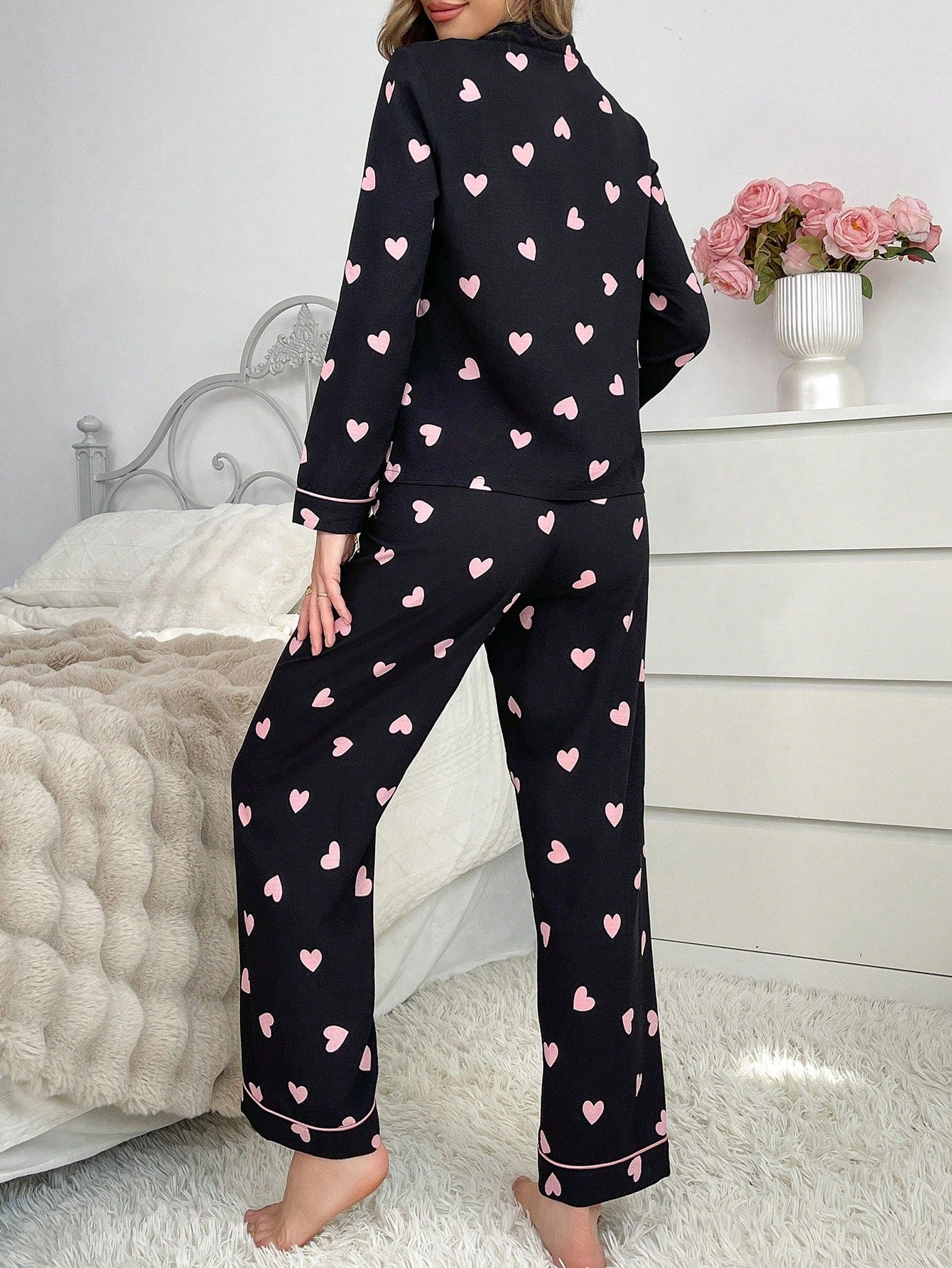 Heart Bubble Wrinkled Women Pajama Set (Pack of 3 Sets)