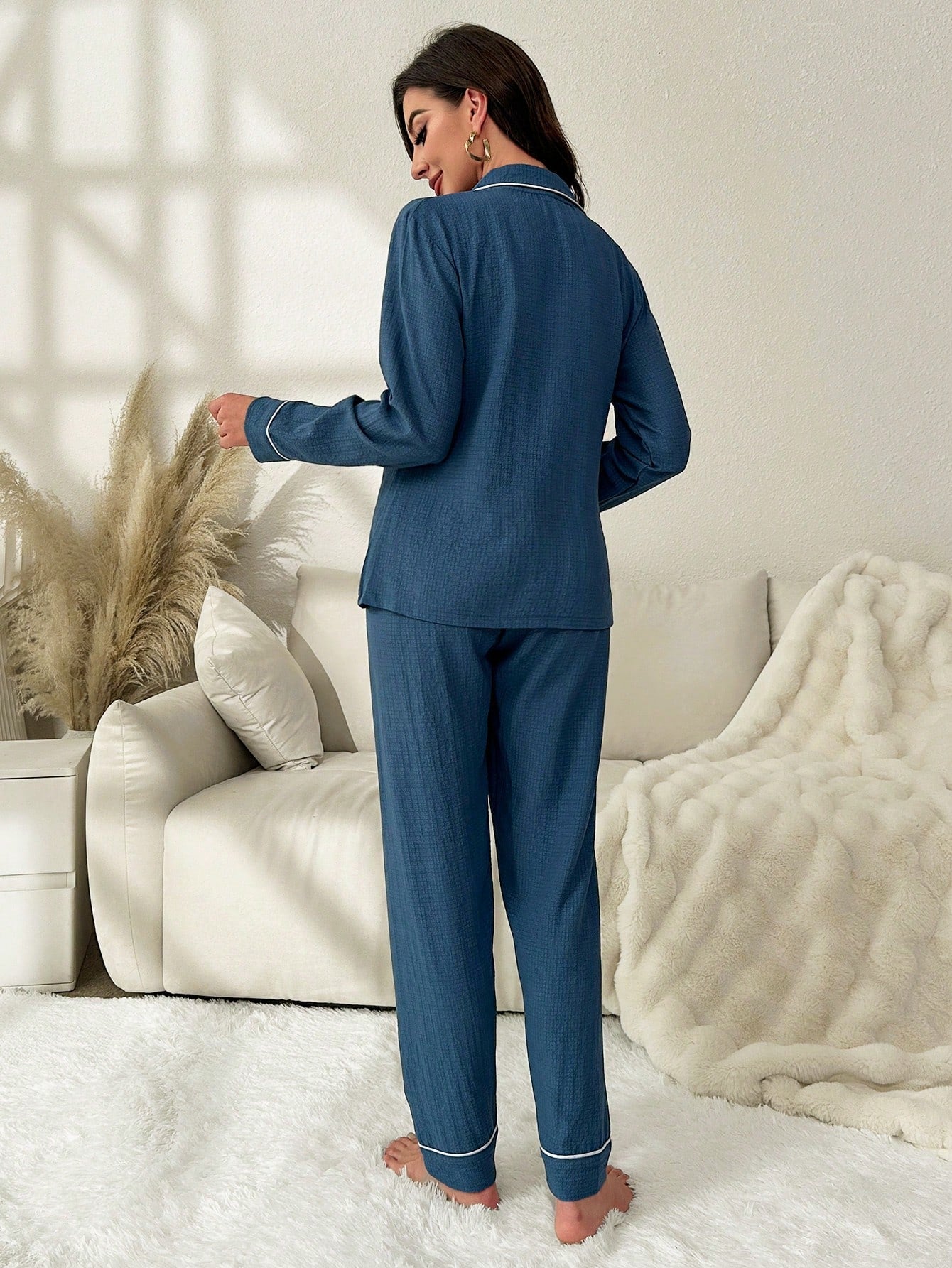 Rolled Edge & Bowknot Detail Pajamas Set (Pack of 3 Sets)