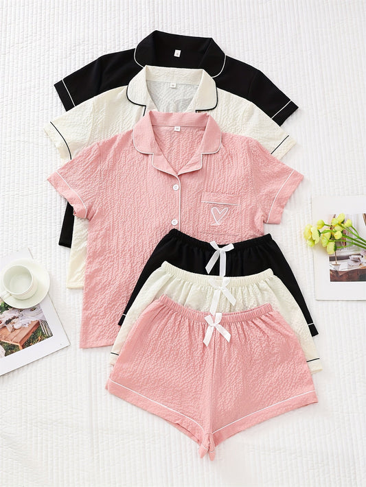 Crinkle Heart Lounge Set (Combo of 3)