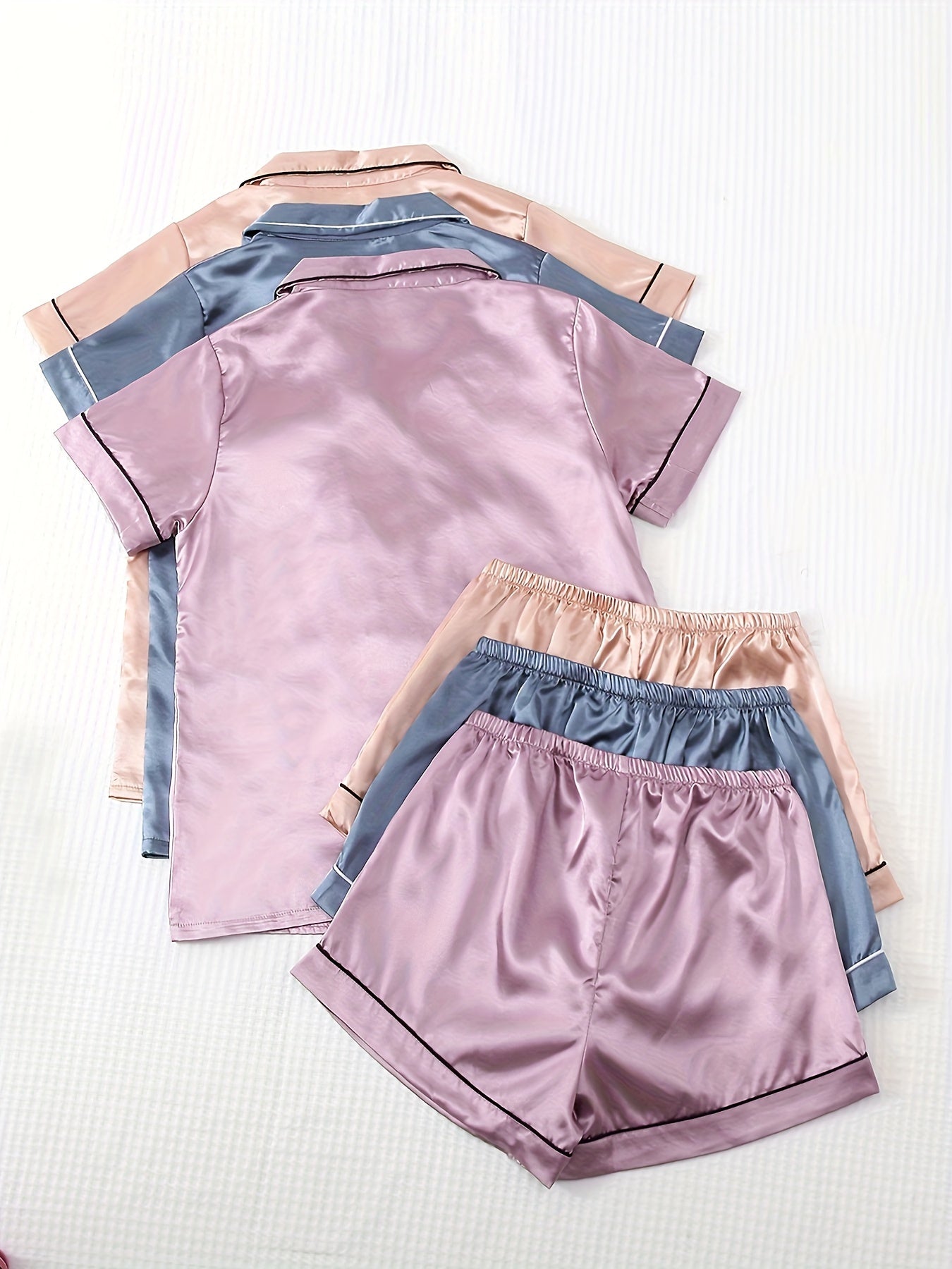 Velvet Sheen Satin PJ Set (Combo of 3)