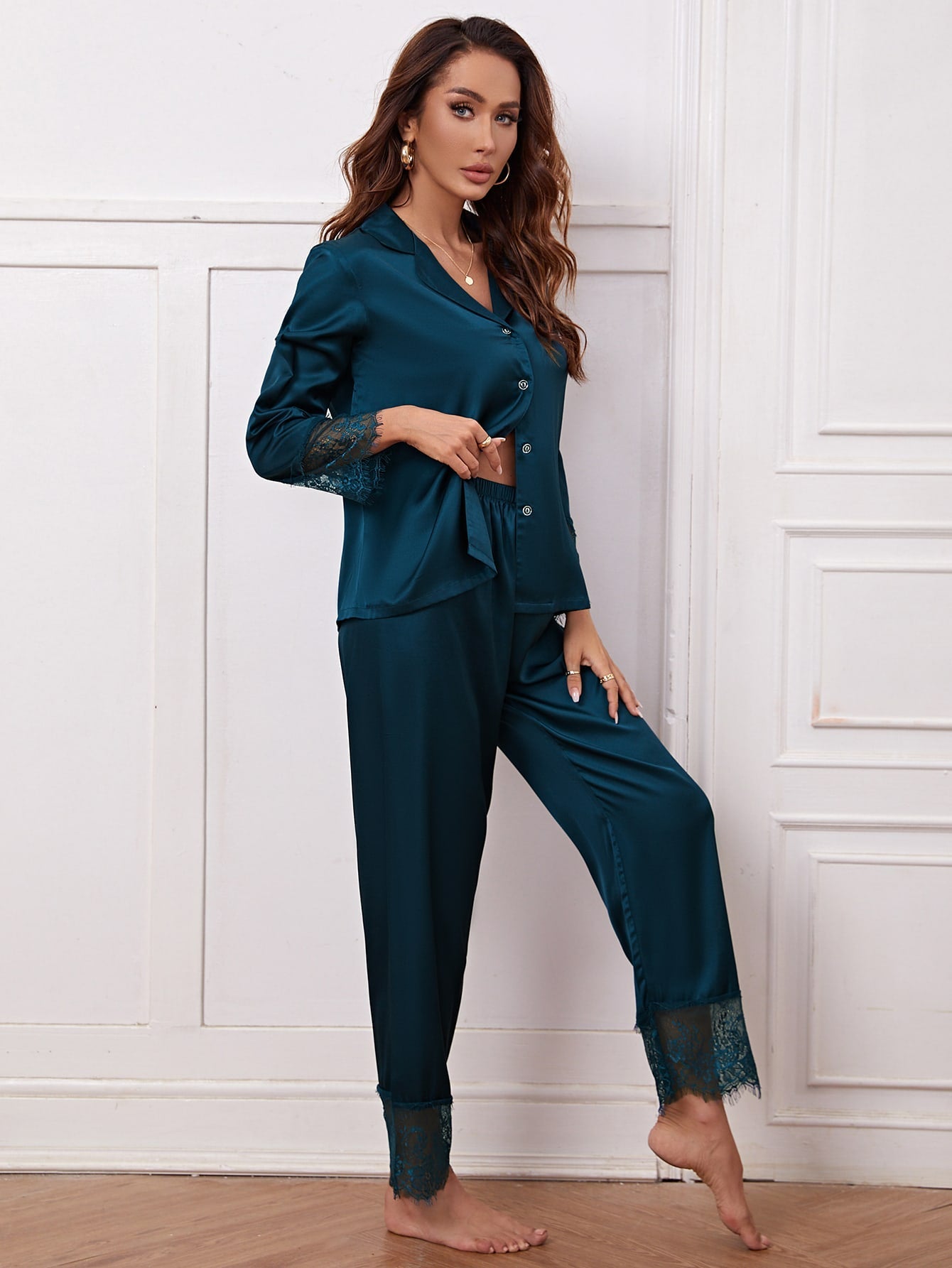 Luxe Satin Lace Pajama Set Combo (Pack of 3)