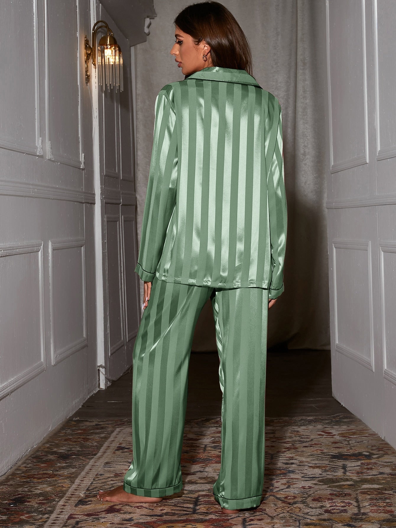 Luxe Satin Stripe Pajama Set Combo (Pack of 3)