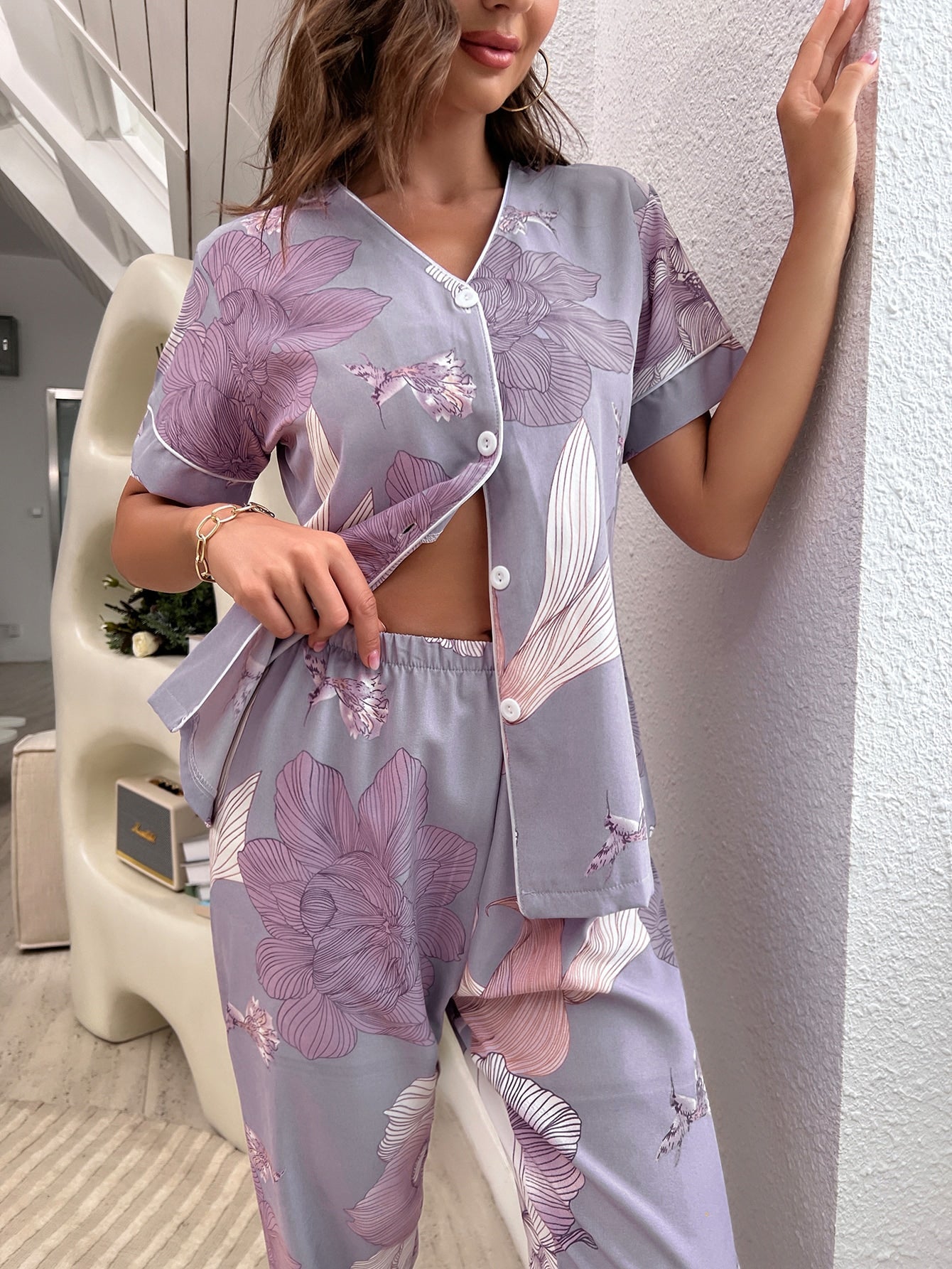 Luxe Satin Printed Pajama Set Combo (Pack of 3)