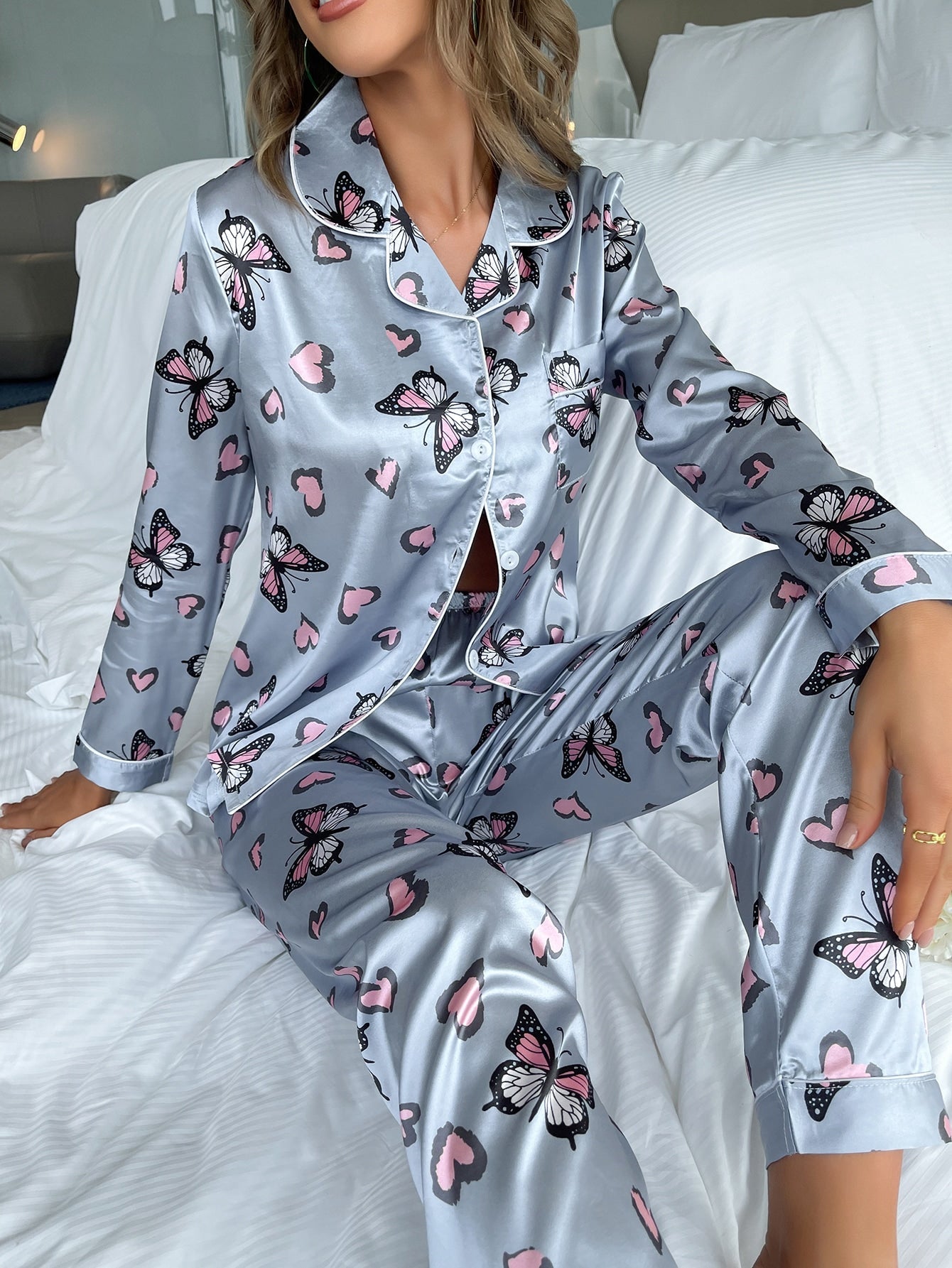 Luxe Satin Printed Pajama Set Combo (Pack of 3)