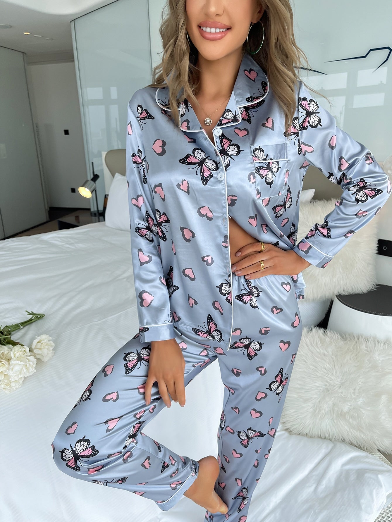 Luxe Satin Printed Pajama Set Combo (Pack of 3)
