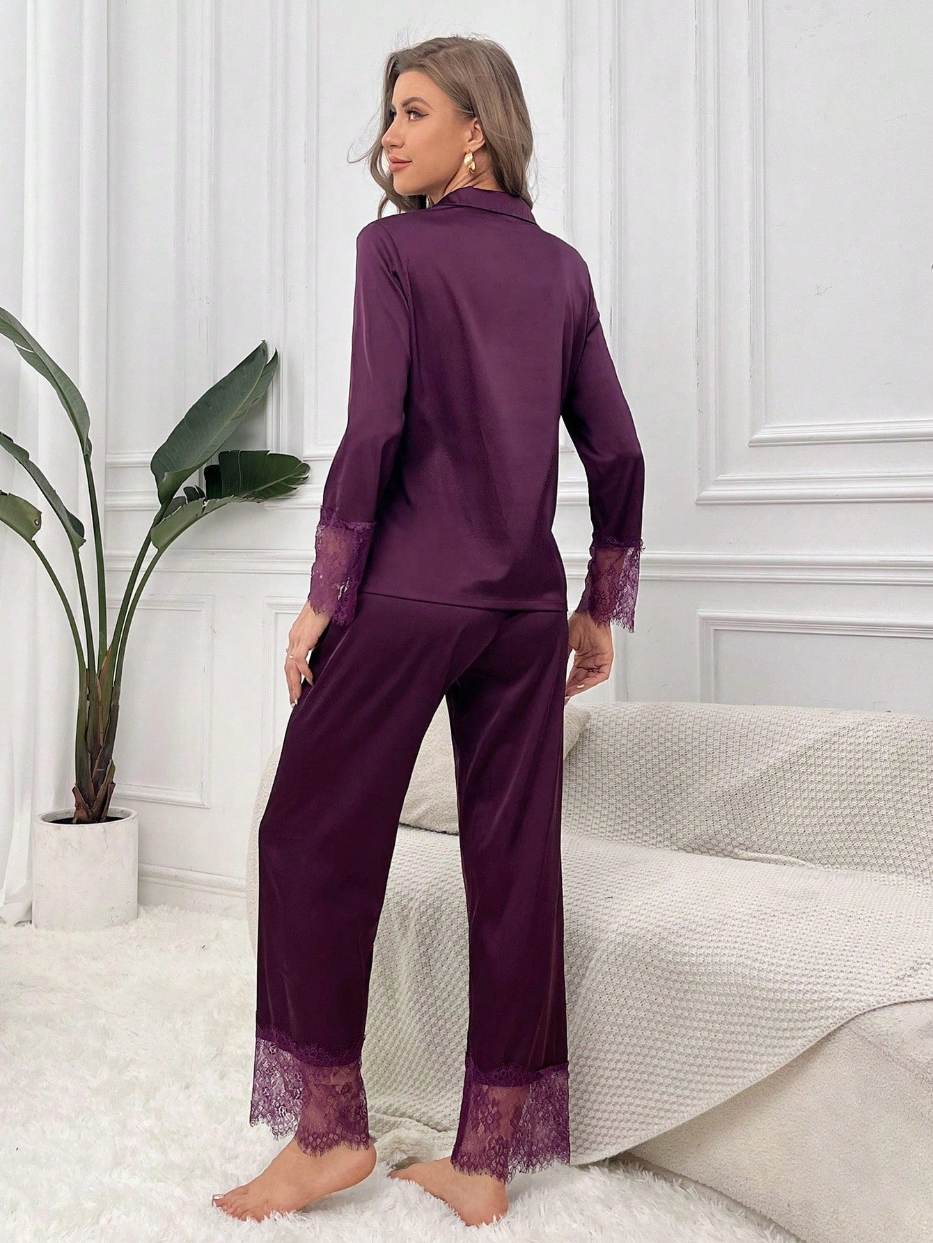 Luxe Satin Lace Pajama Set Combo (Pack of 3)