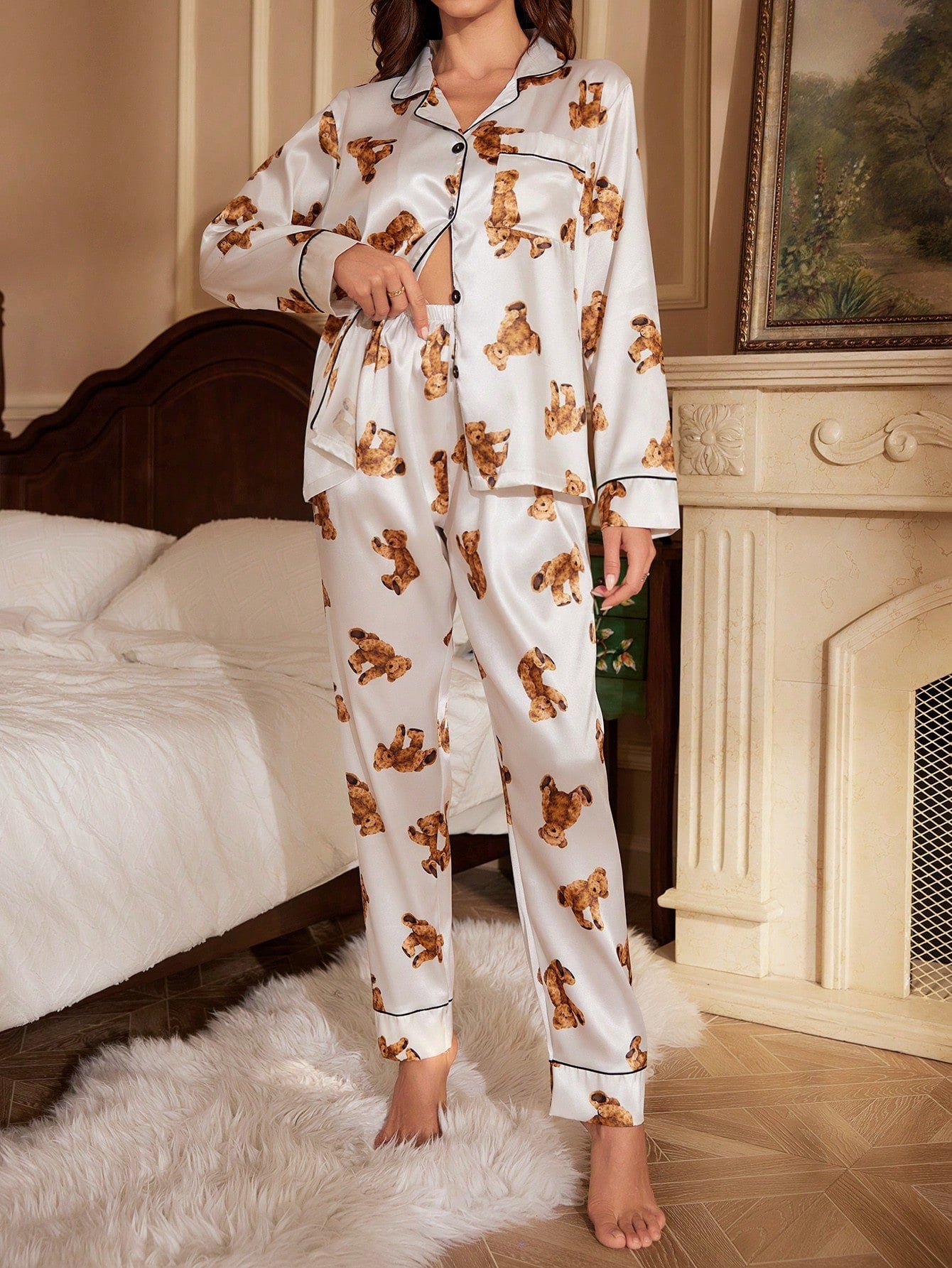 Luxe Satin Printed Pajama Set Combo (Pack of 3)