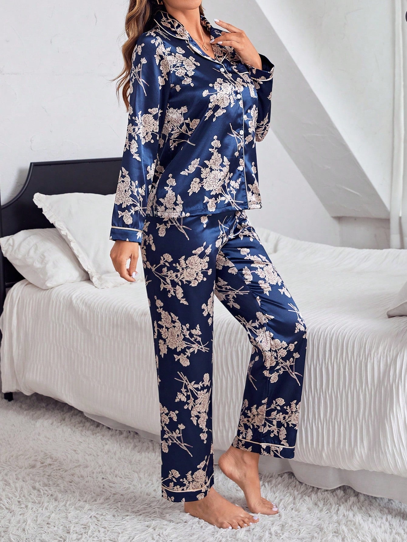 Luxe Satin Printed Pajama Set Combo (Pack of 3)