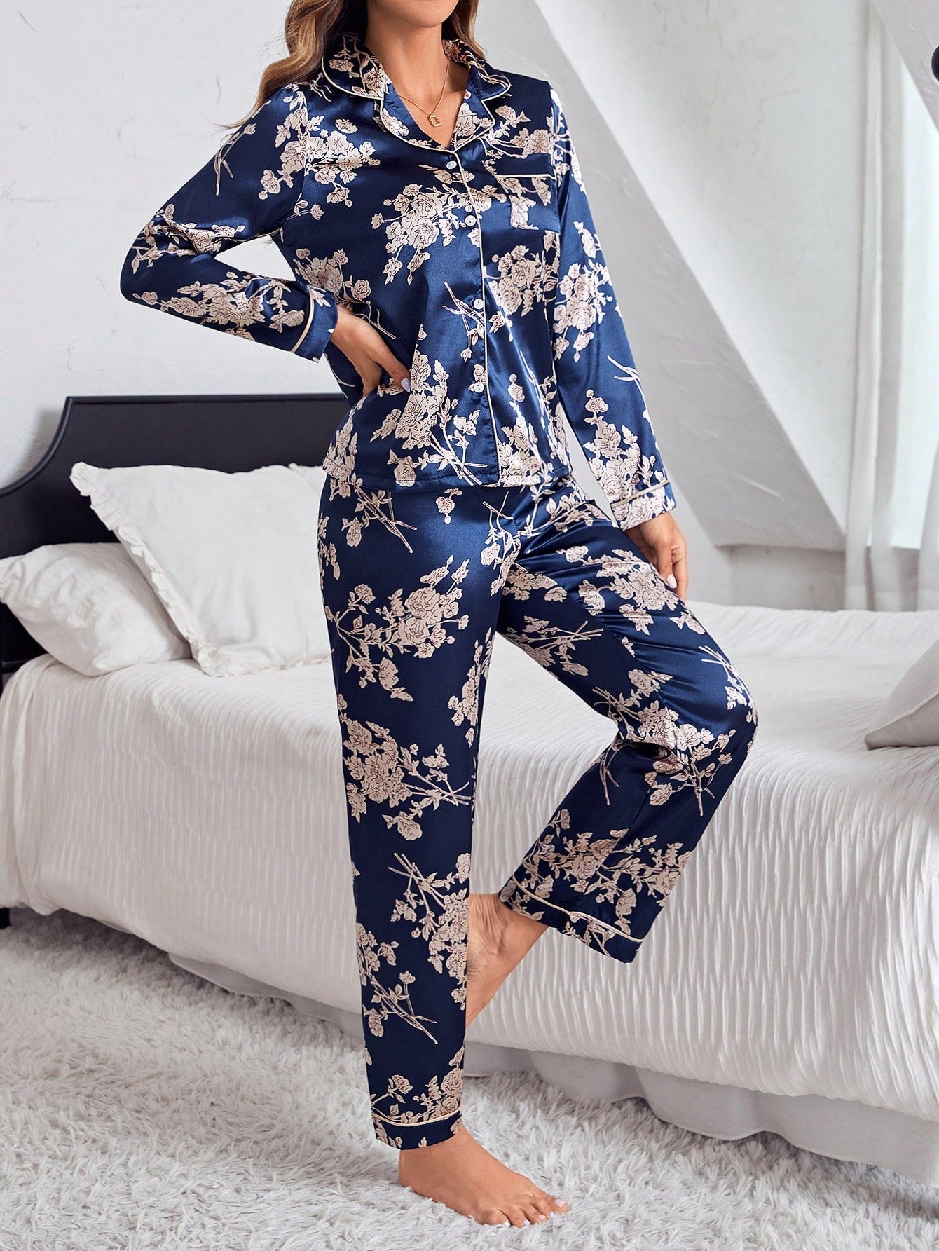 Luxe Satin Printed Pajama Set Combo (Pack of 3)