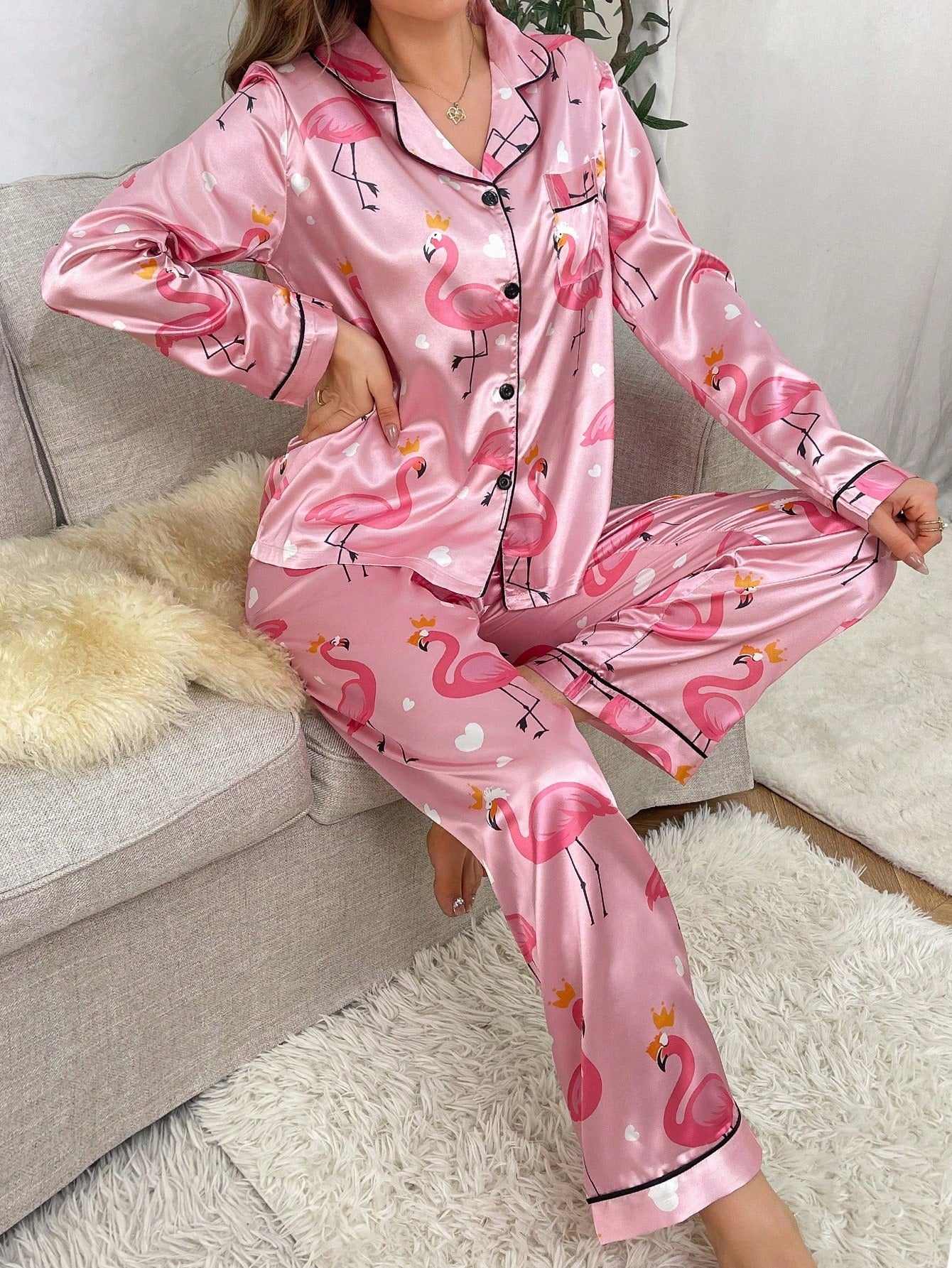 Luxe Satin Printed Pajama Set Combo (Pack of 3)