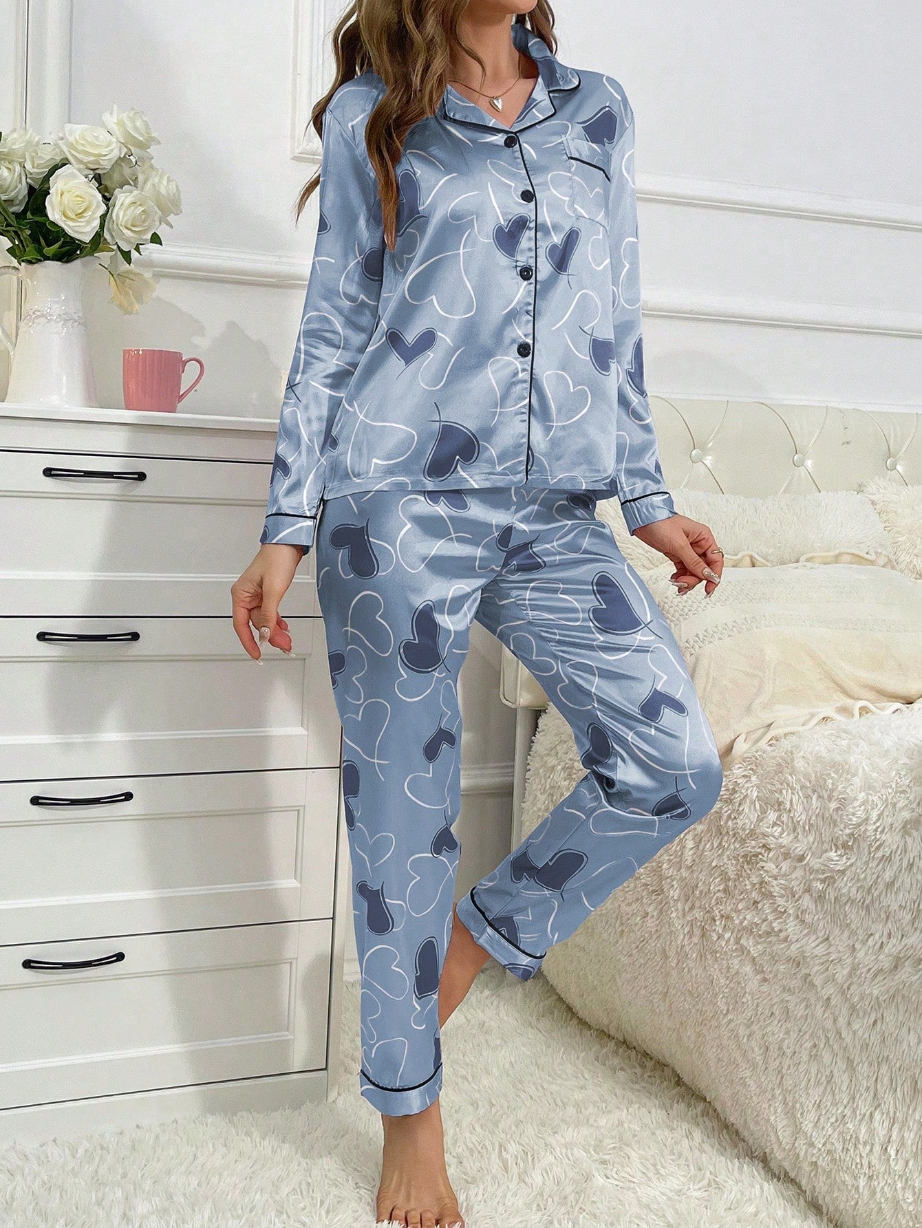 Luxe Satin Printed Pajama Set Combo (Pack of 3)