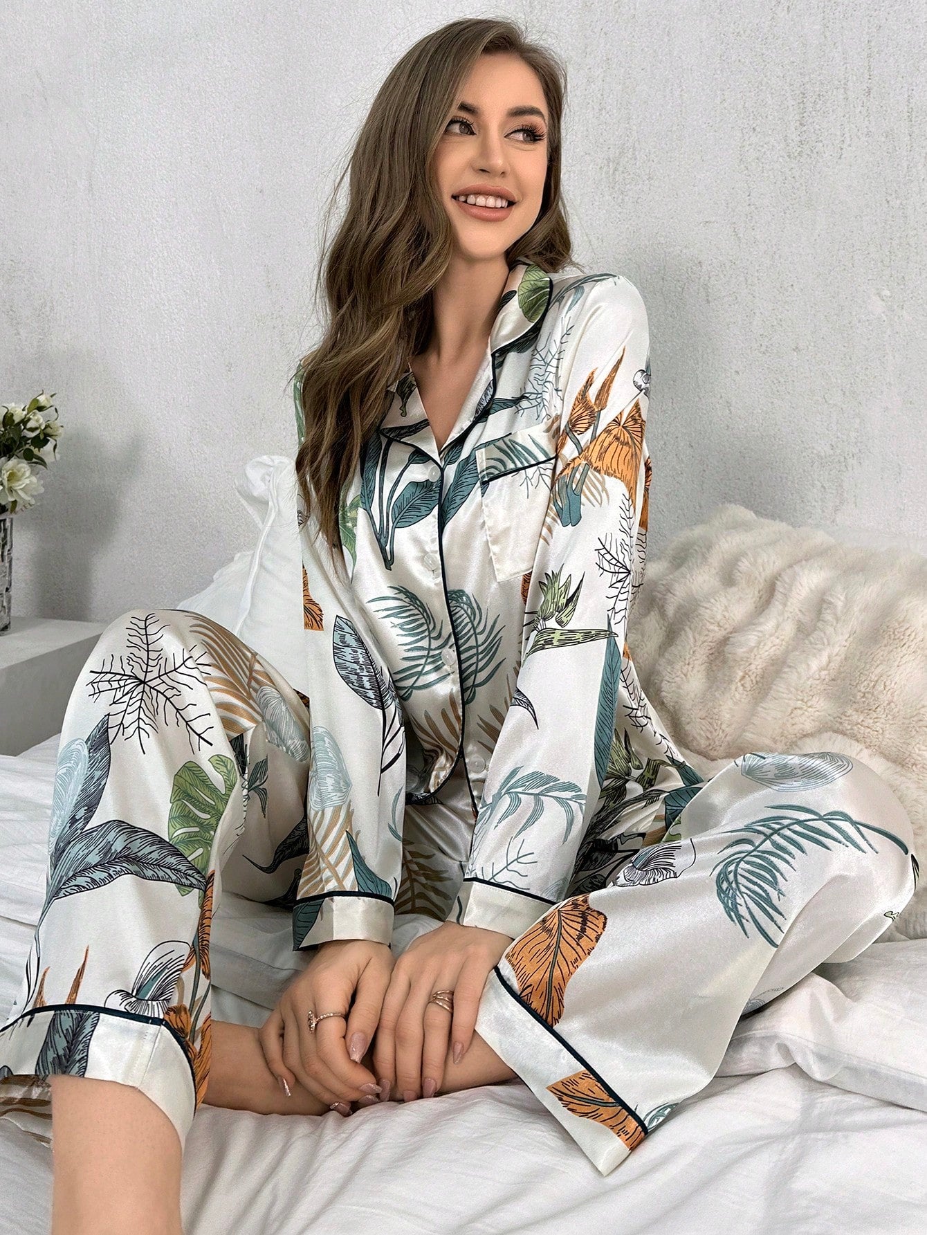 Luxe Satin Printed Pajama Set Combo (Pack of 3)