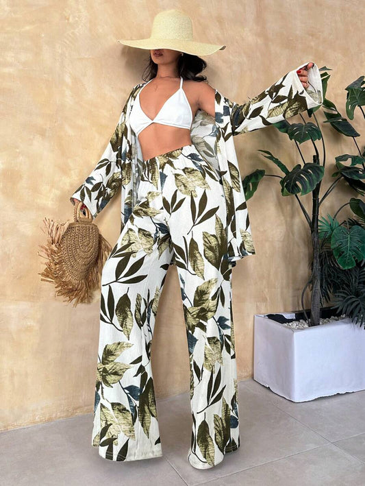 Tropical Whisper Leaf Print Co-ord Set