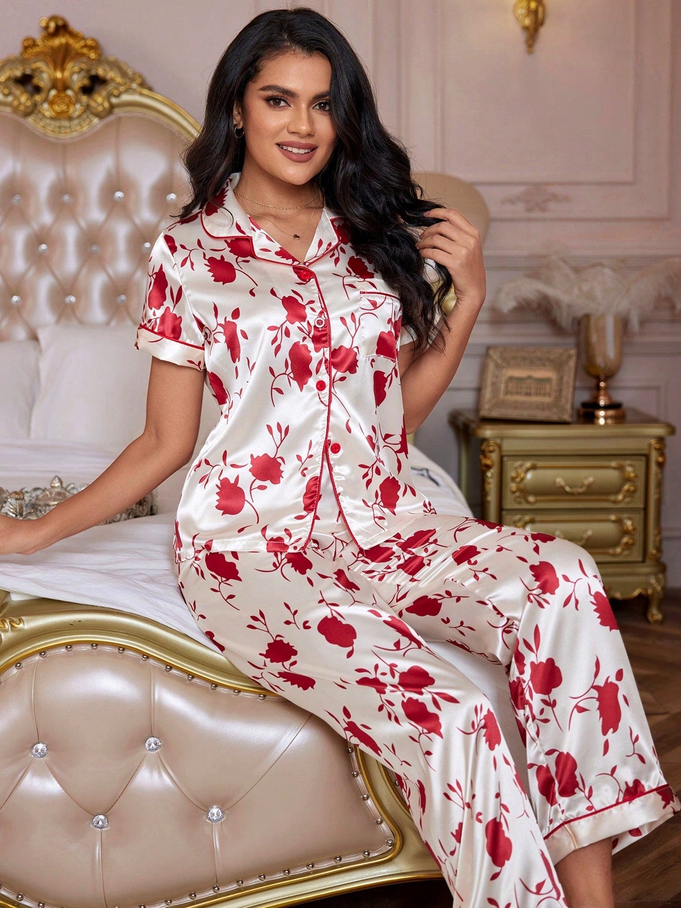 Luxe Satin Printed Pajama Set Combo (Pack of 3)