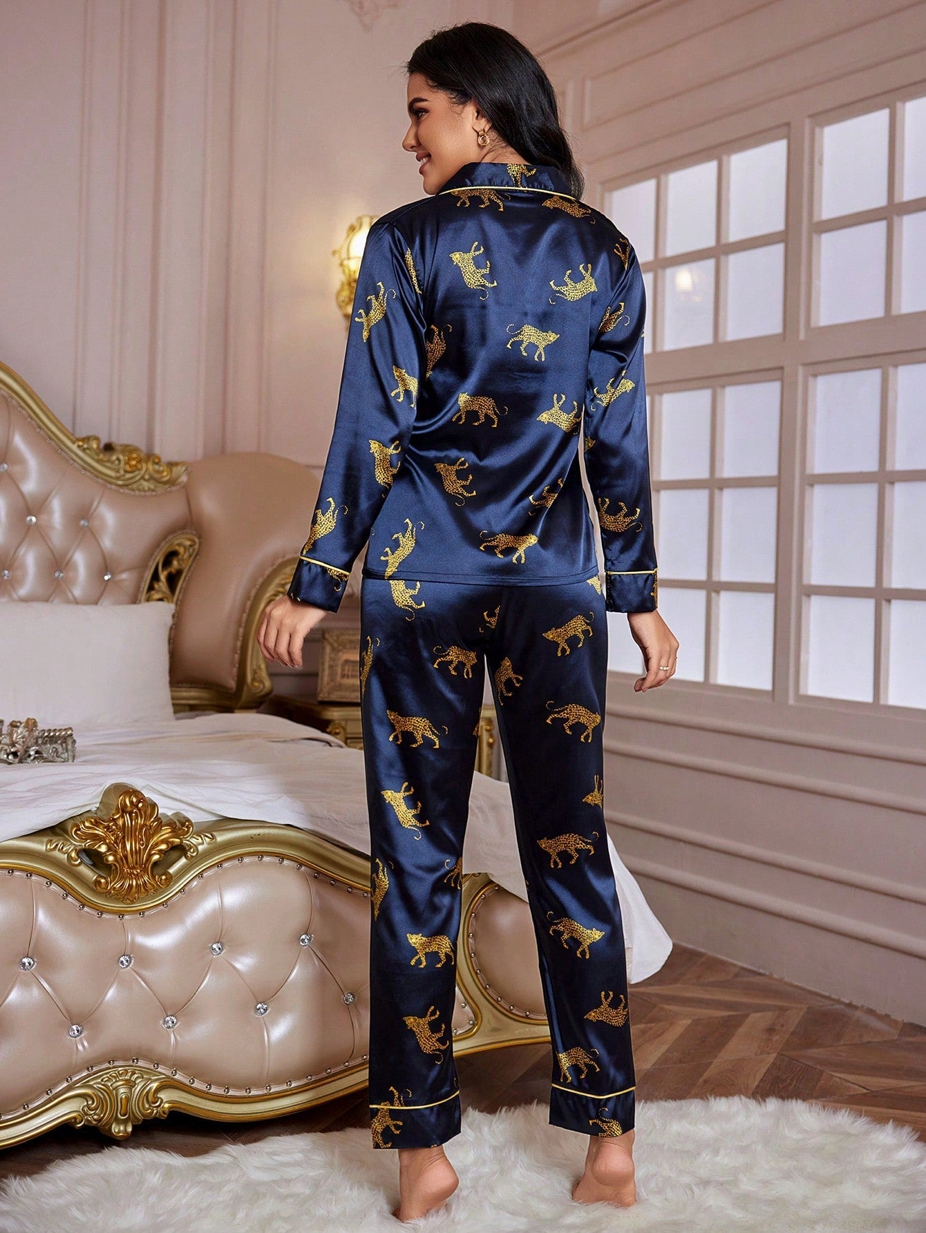 Royal Panther Satin Pajama Set