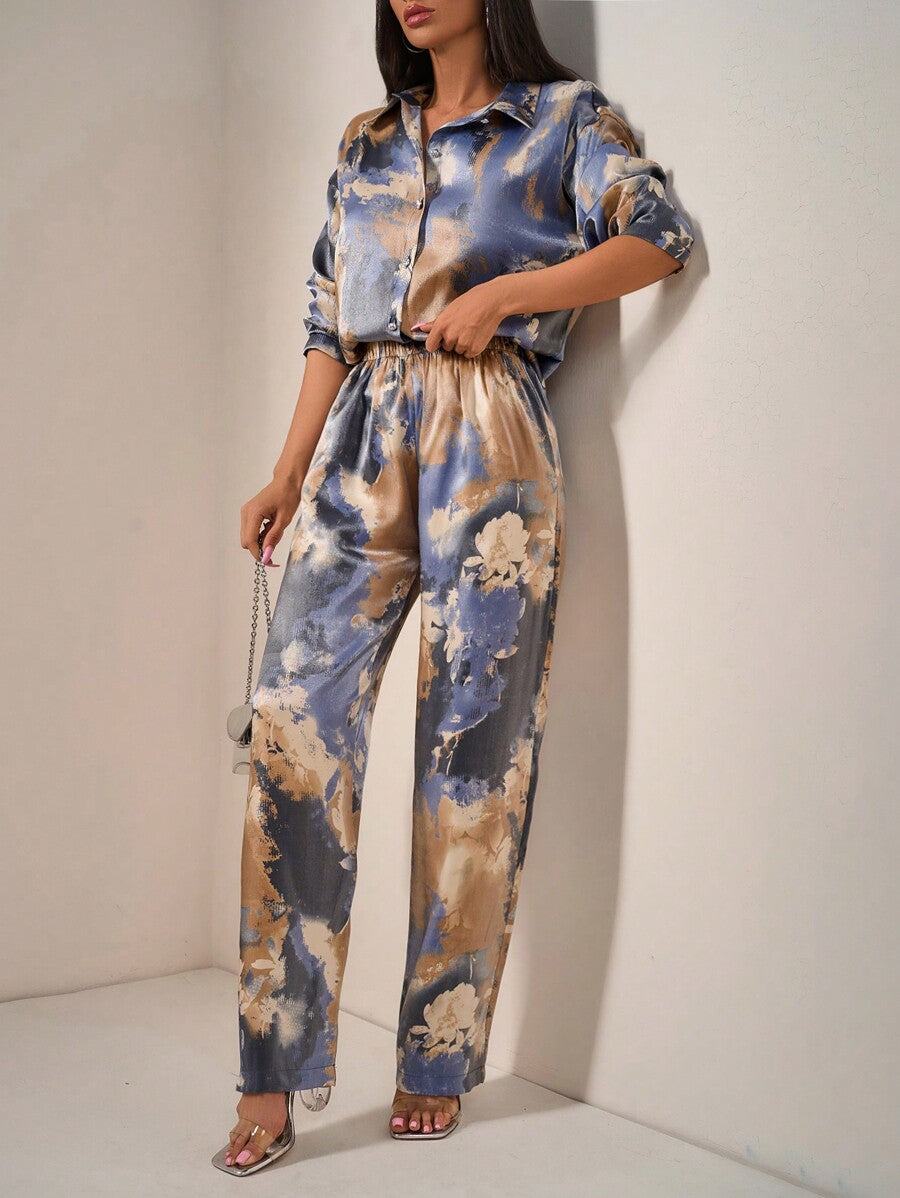 Midnight Canvas Satin Co-ord Set