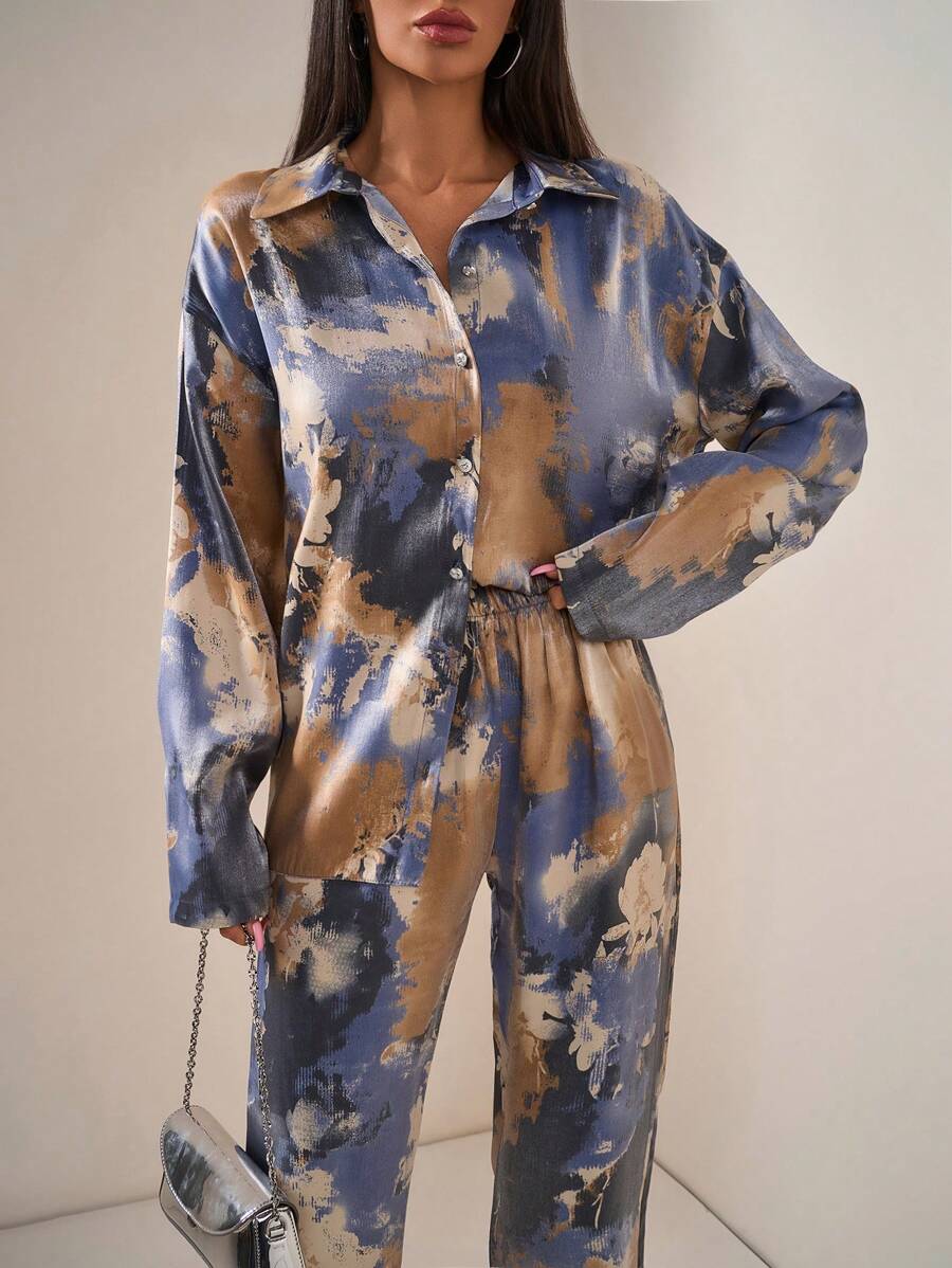 Midnight Canvas Satin Co-ord Set