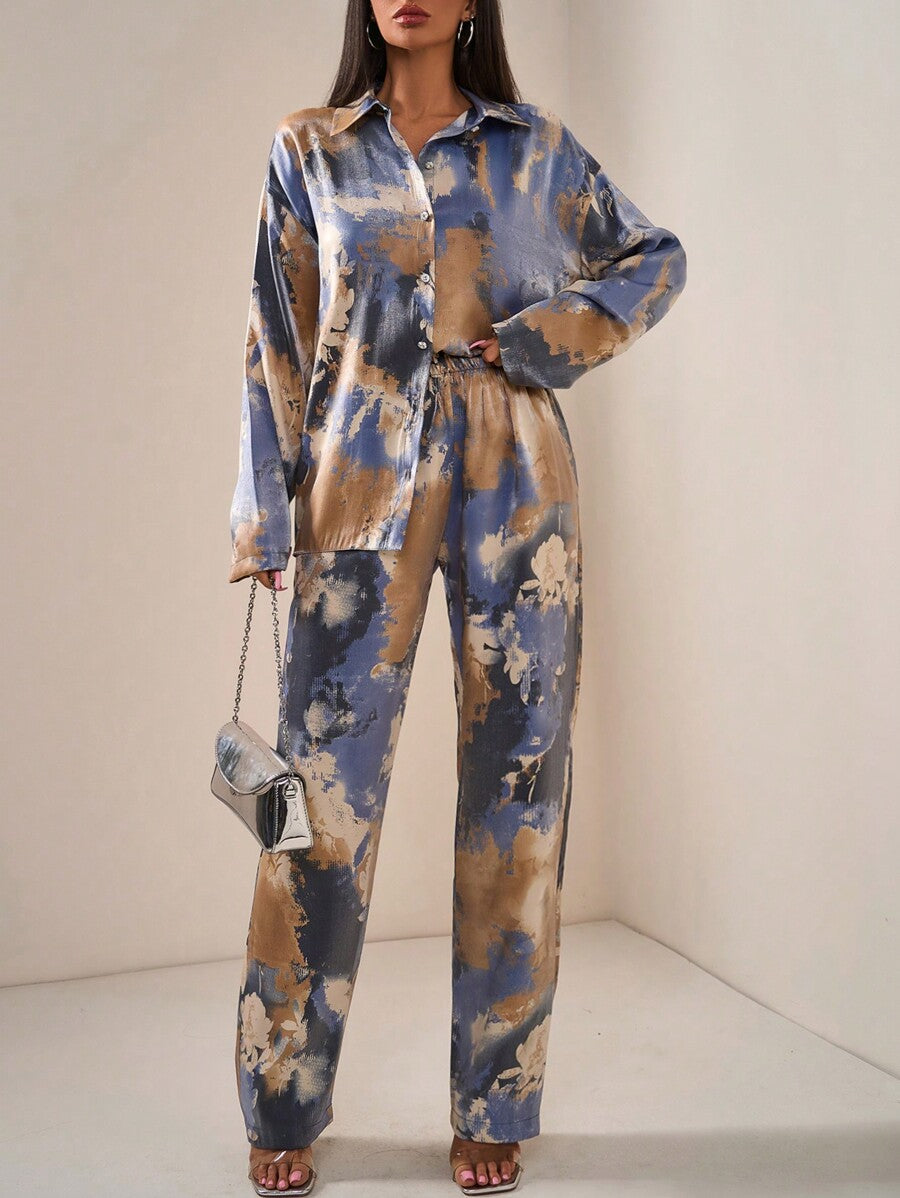 Midnight Canvas Satin Co-ord Set