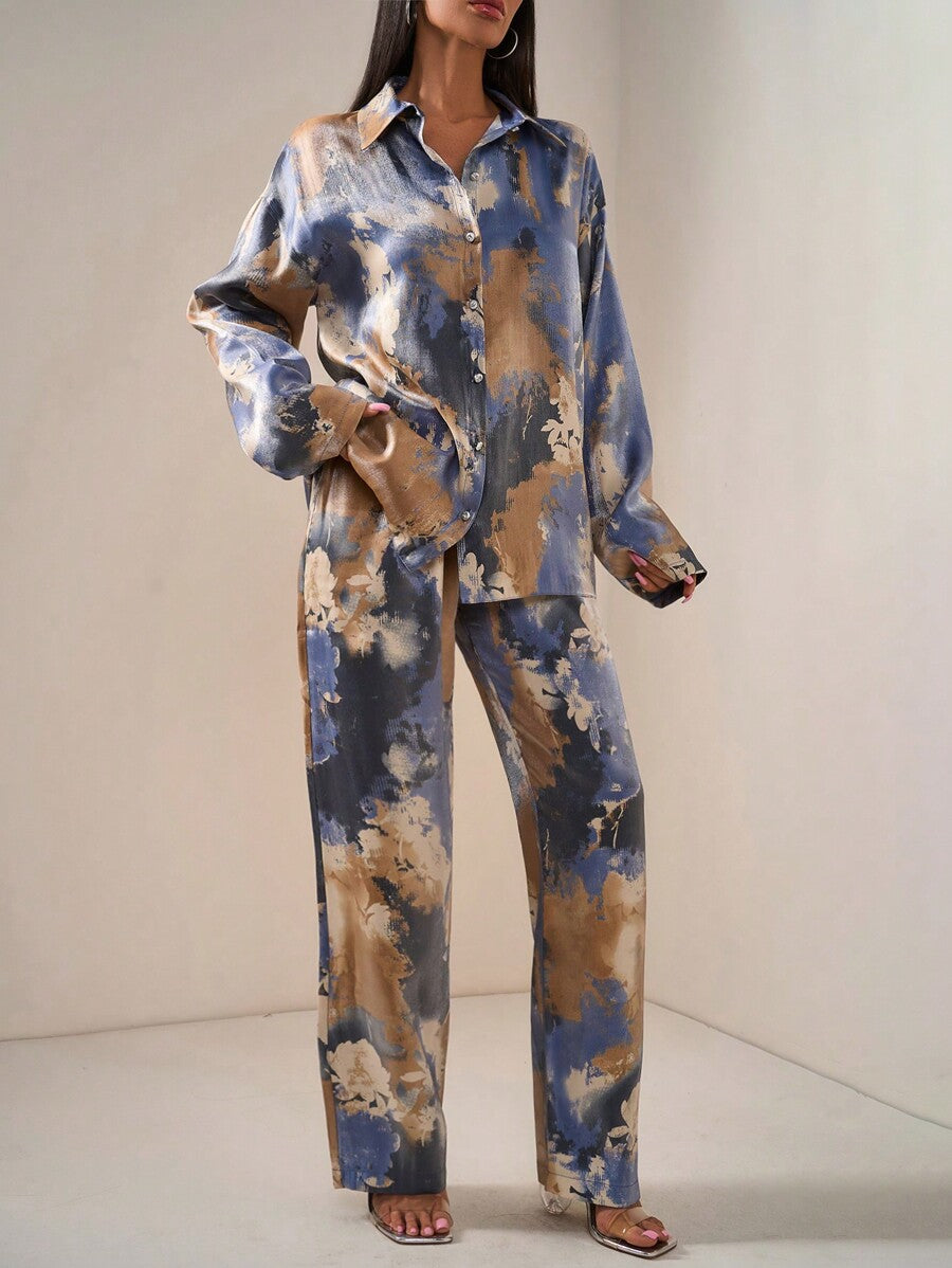 Midnight Canvas Satin Co-ord Set