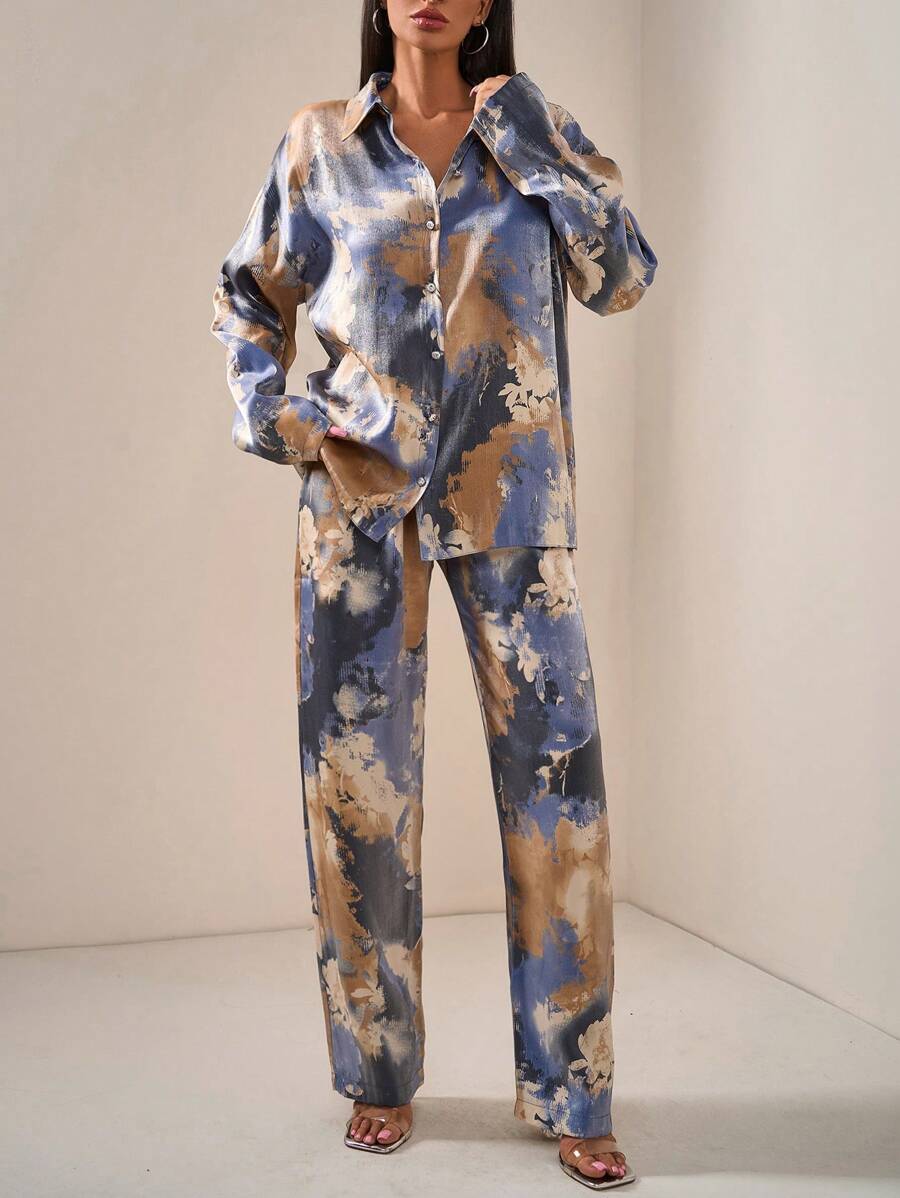 Midnight Canvas Satin Co-ord Set