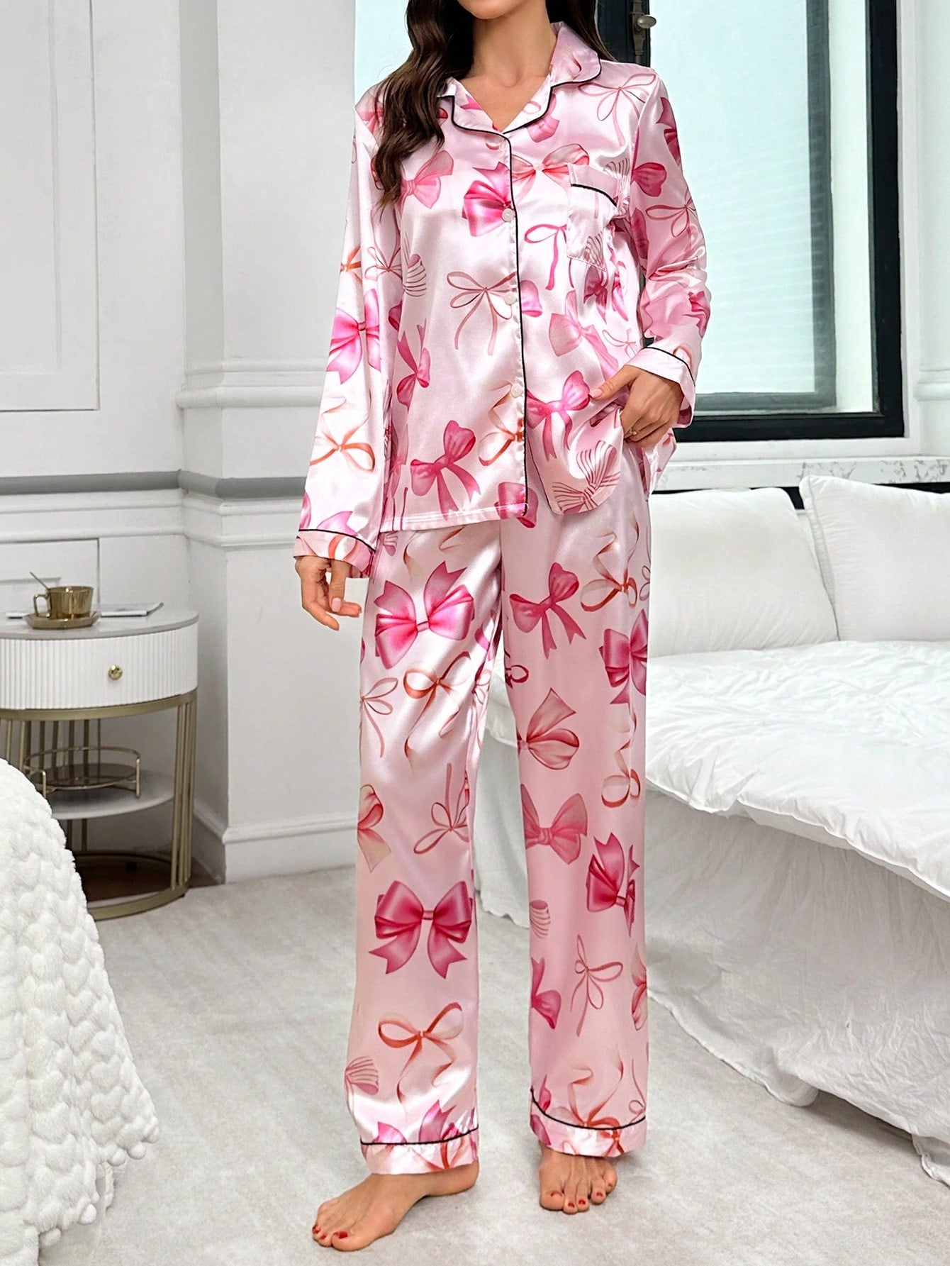 Luxe Satin Printed Pajama Set Combo (Pack of 3)