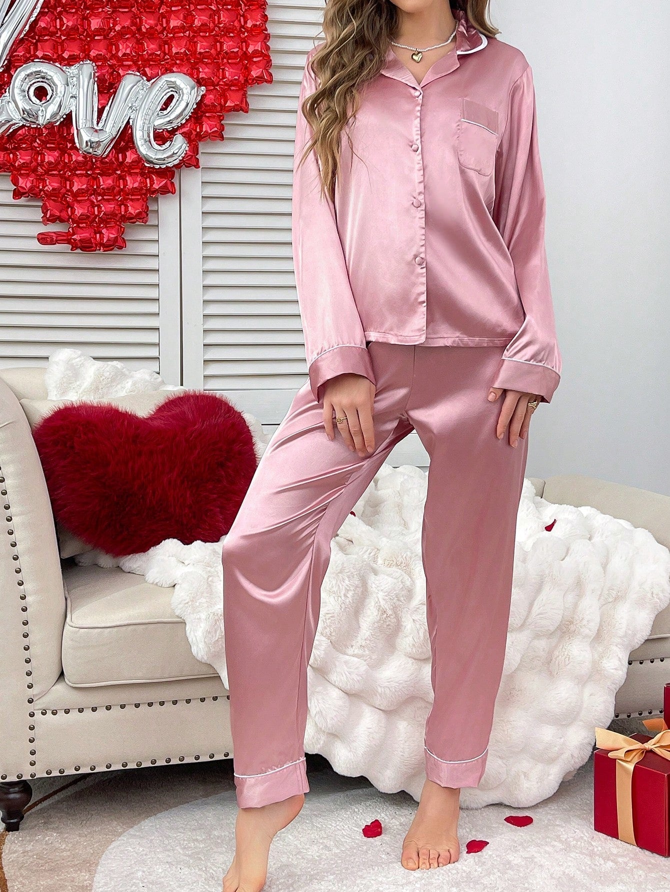 Luxe Satin Plain Pajama Set Combo (Pack of 3)
