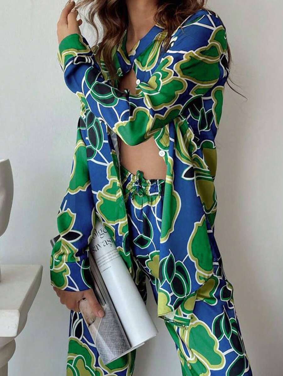 Retro Bloom Satin Co-ord Set