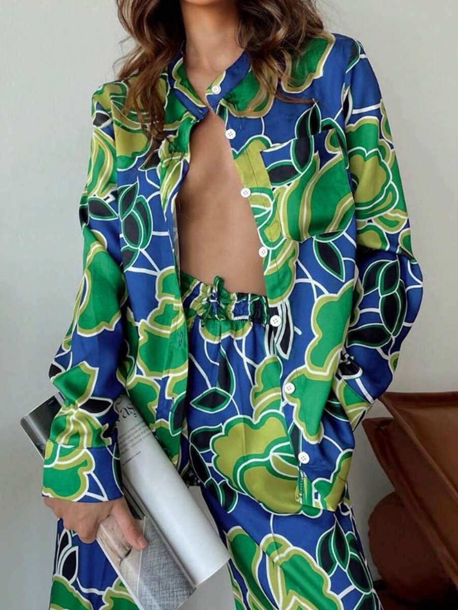 Retro Bloom Satin Co-ord Set