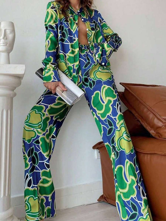 Retro Bloom Satin Co-ord Set