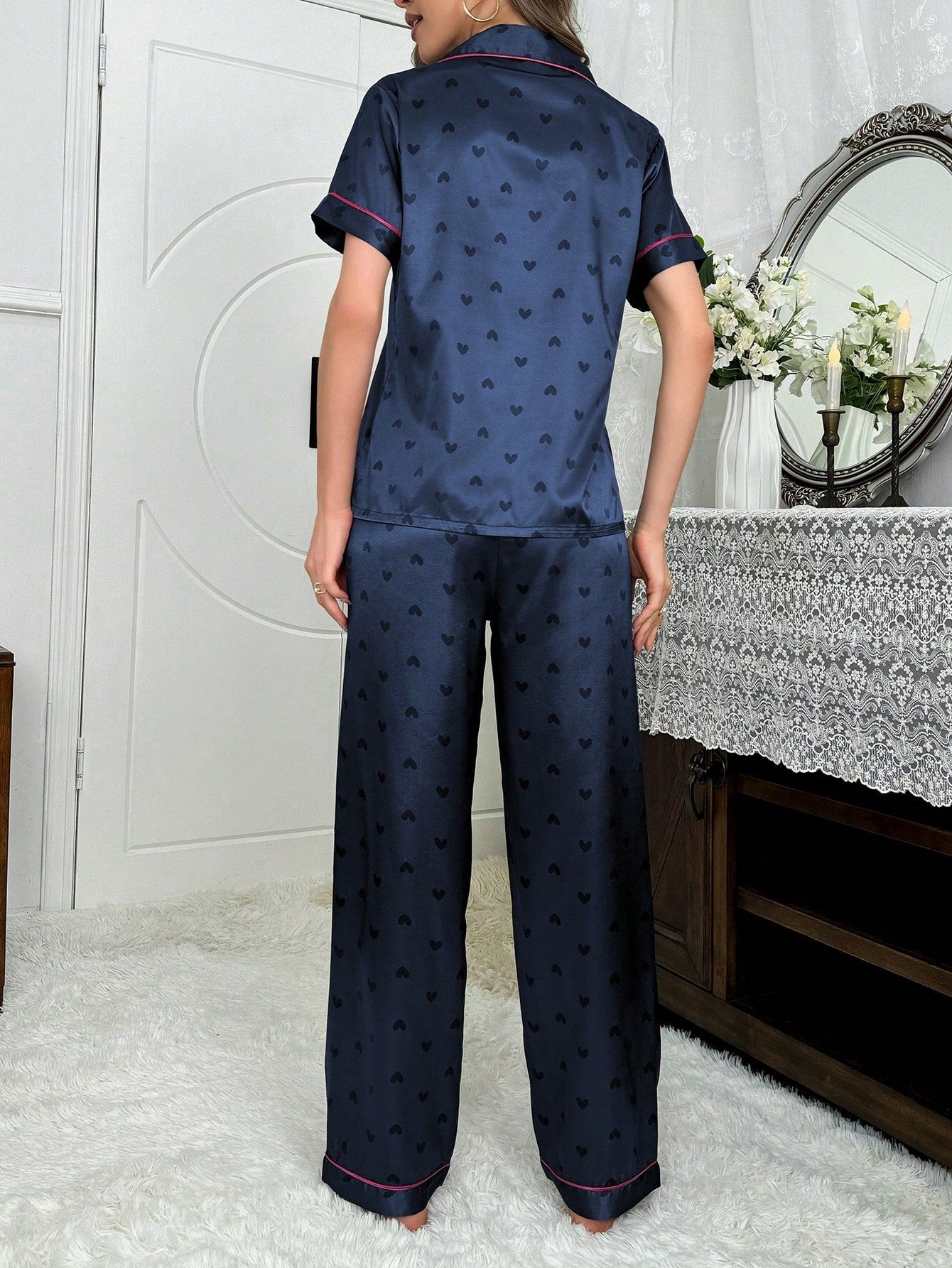 Midnight Heart Short-Sleeve Pajama Set