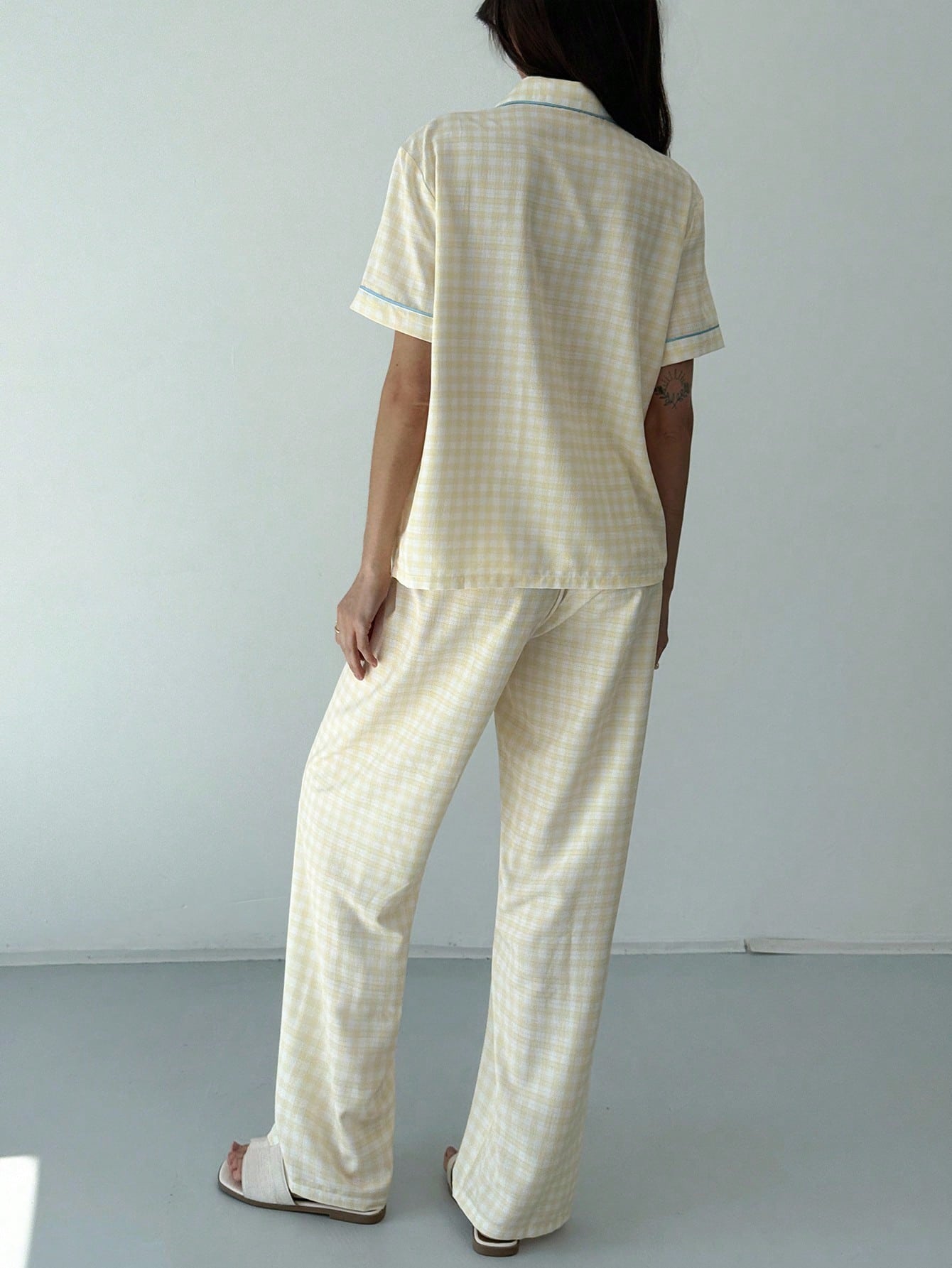 Sunshine Gingham Short-Sleeve Pajama Set