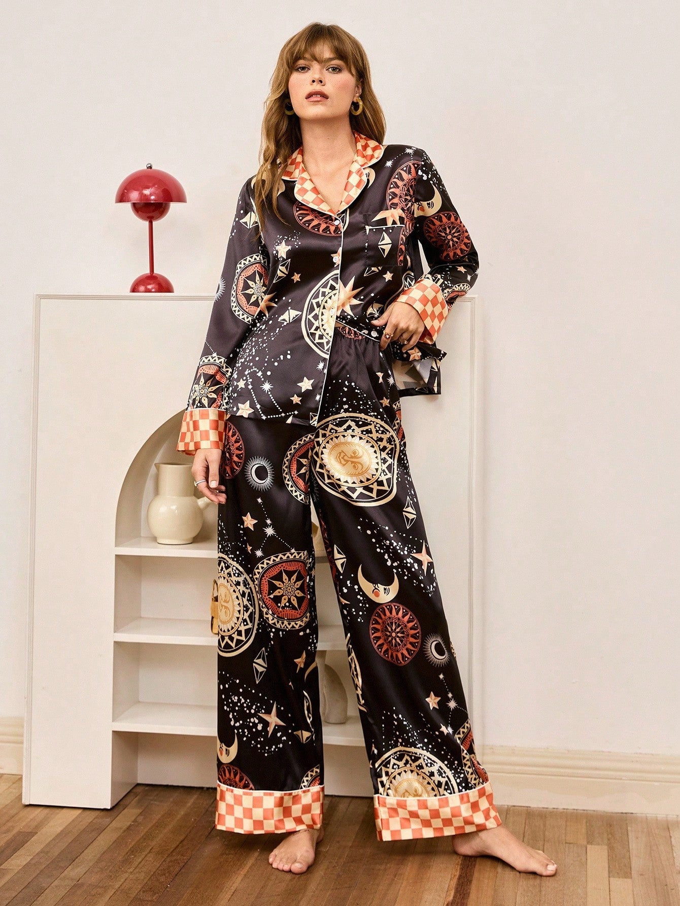 Celestial Night Satin Pajama Set