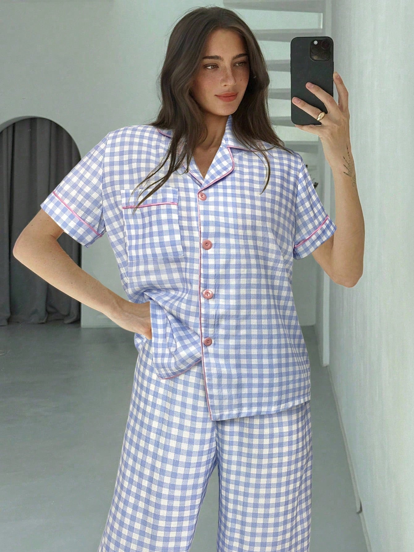 Bluebell Gingham Short-Sleeve Pajama Set