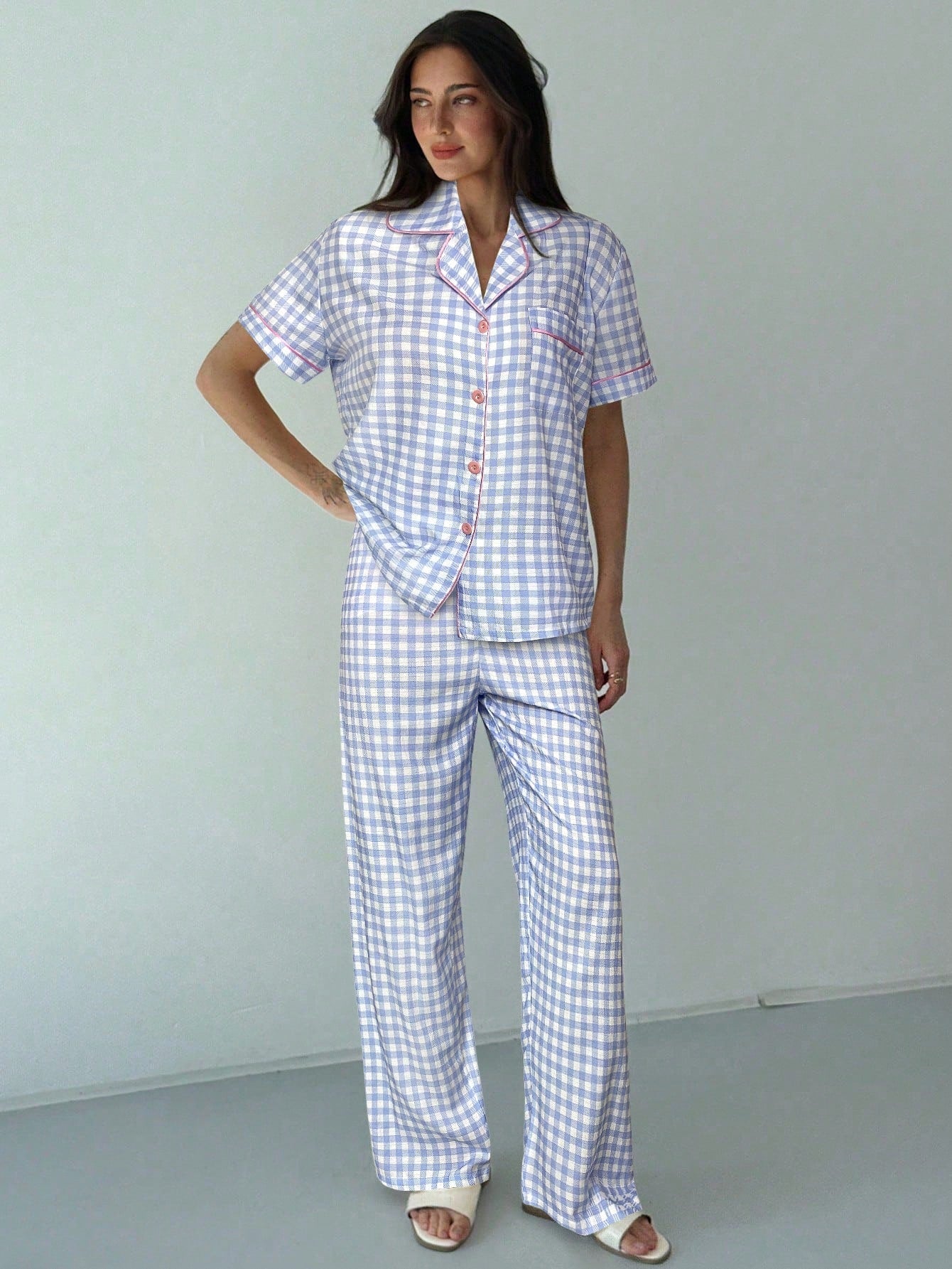 Bluebell Gingham Short-Sleeve Pajama Set
