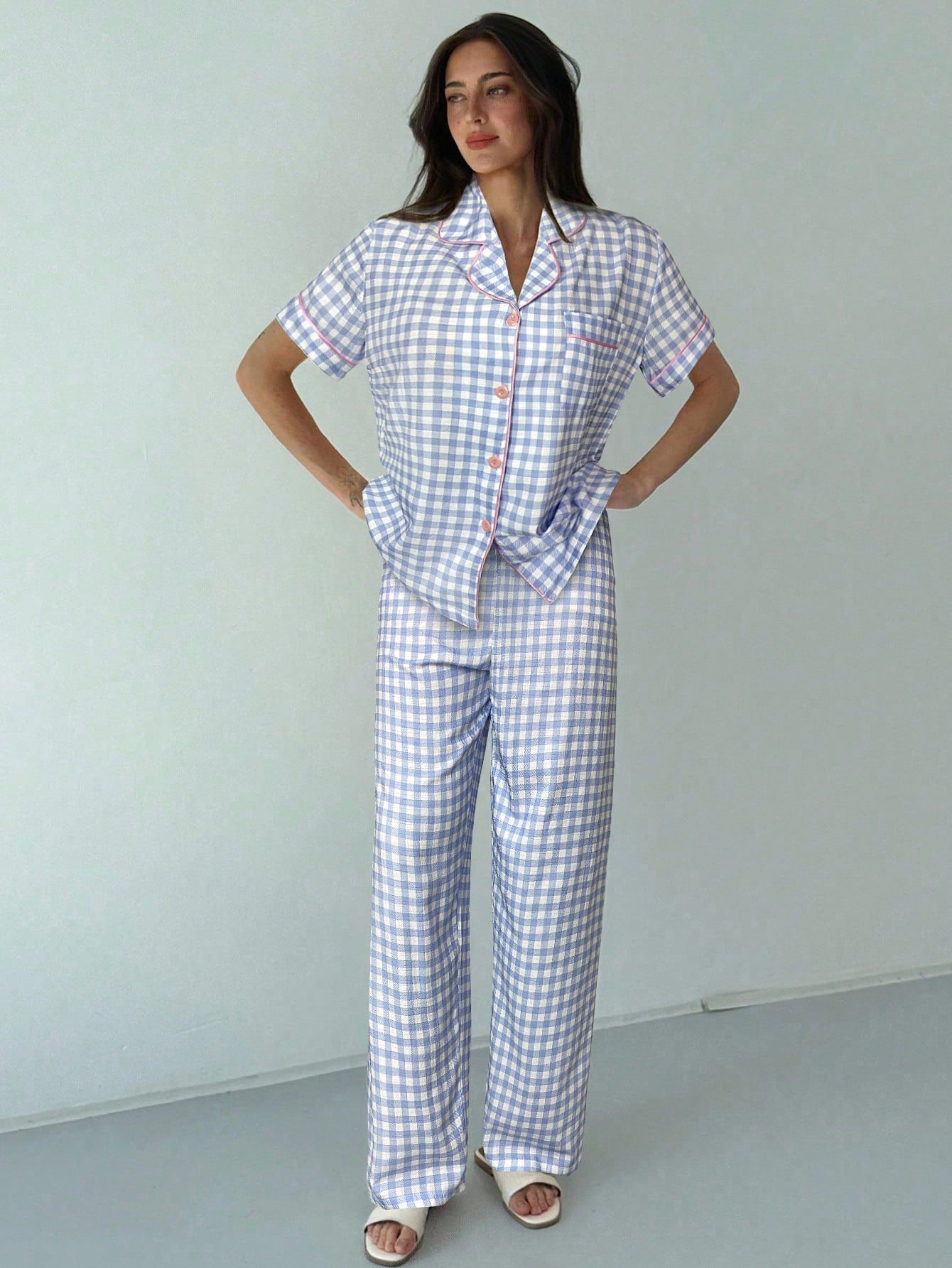 Bluebell Gingham Short-Sleeve Pajama Set