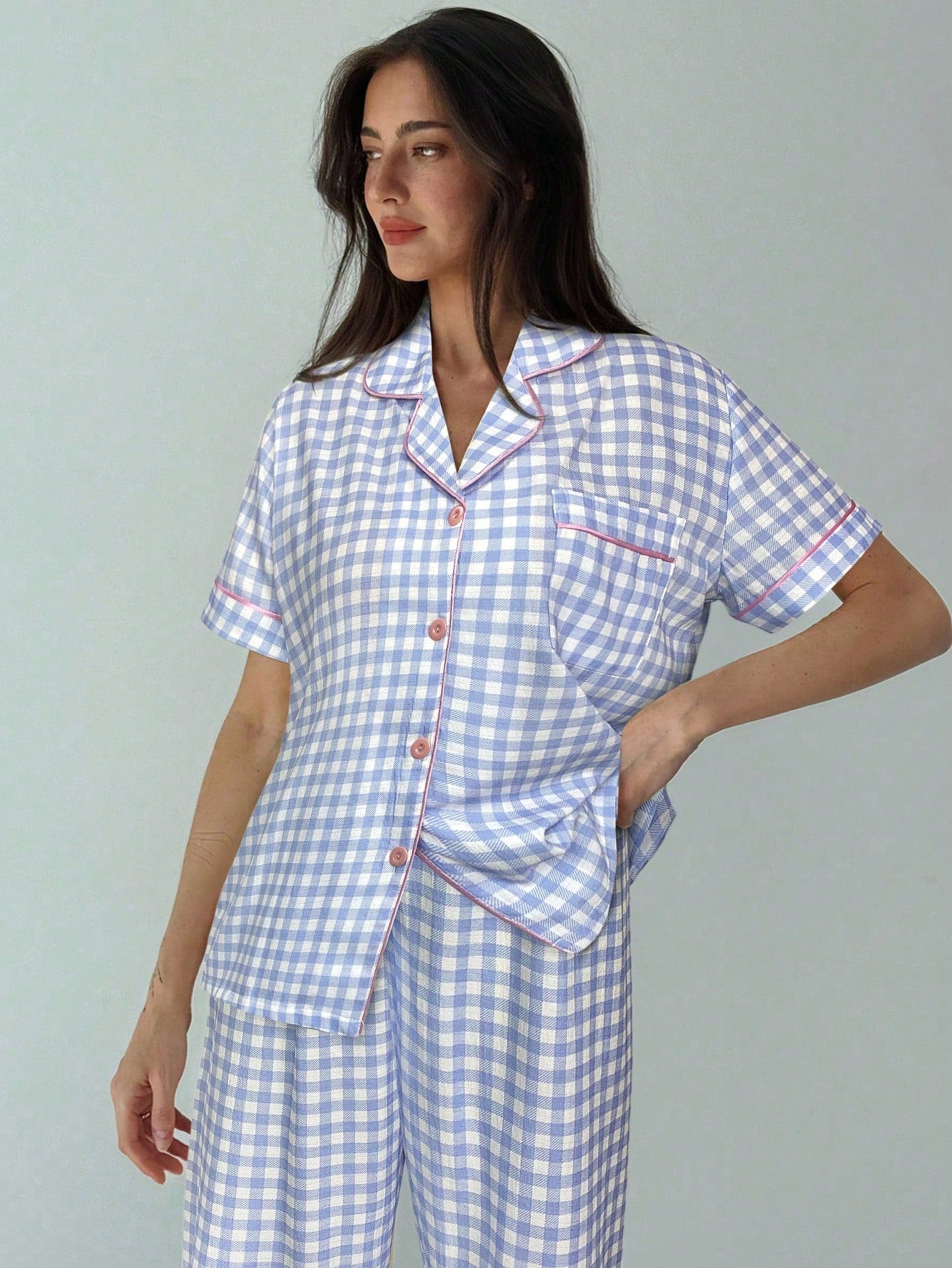 Bluebell Gingham Short-Sleeve Pajama Set