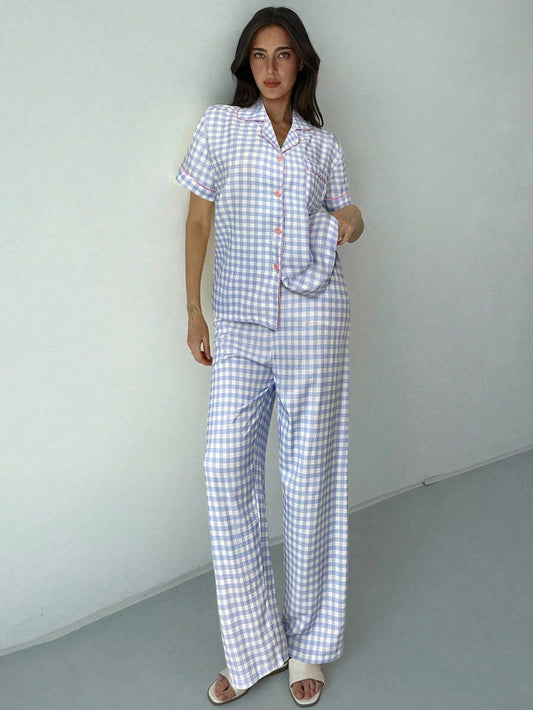 Bluebell Gingham Short-Sleeve Pajama Set
