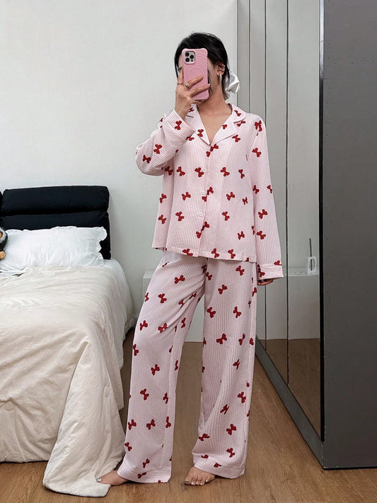 Blush Butterfly Stripe Pajama Set