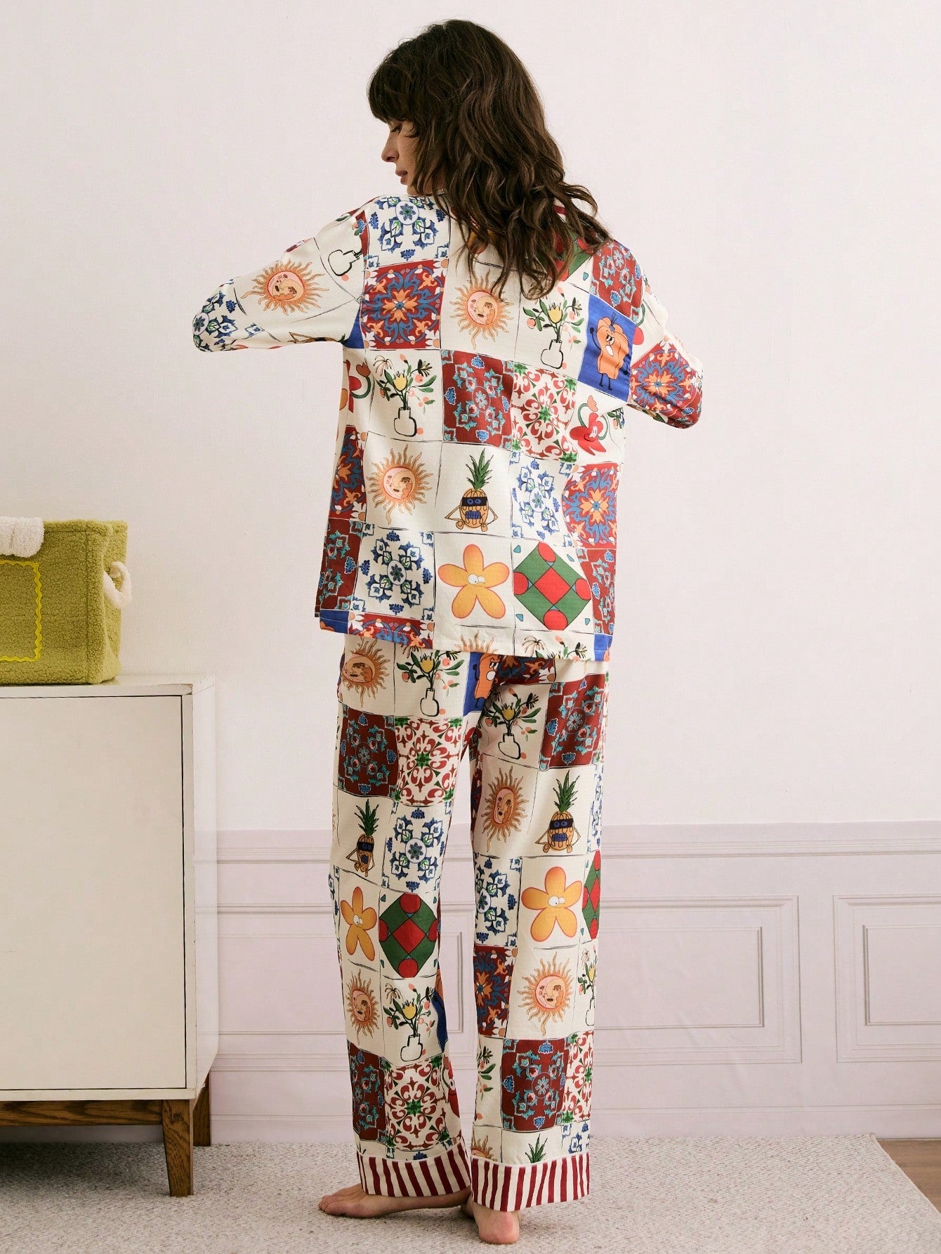 Patchwork Charm Printed Pajama Set