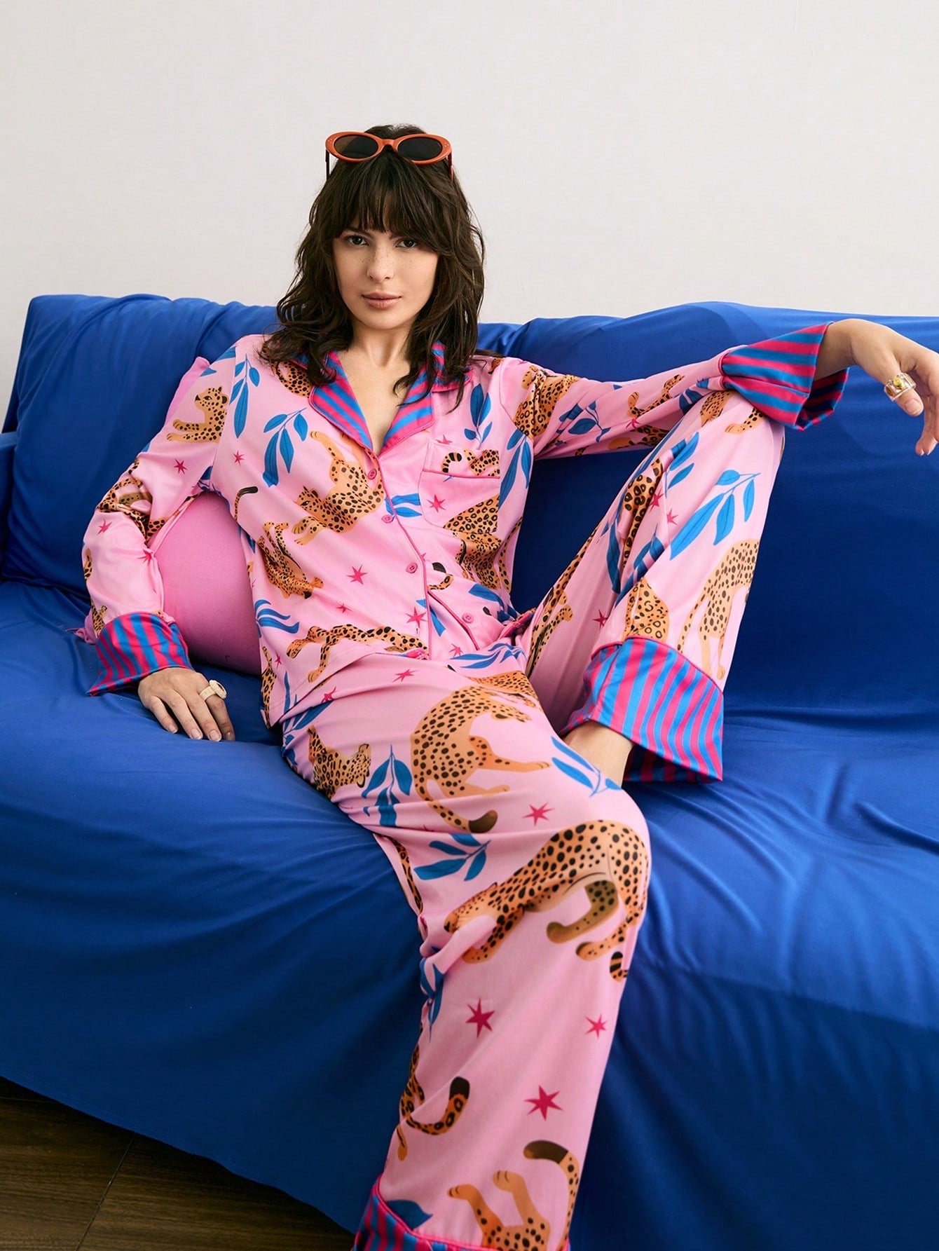 Pink Leopard Lounge Pajama Set