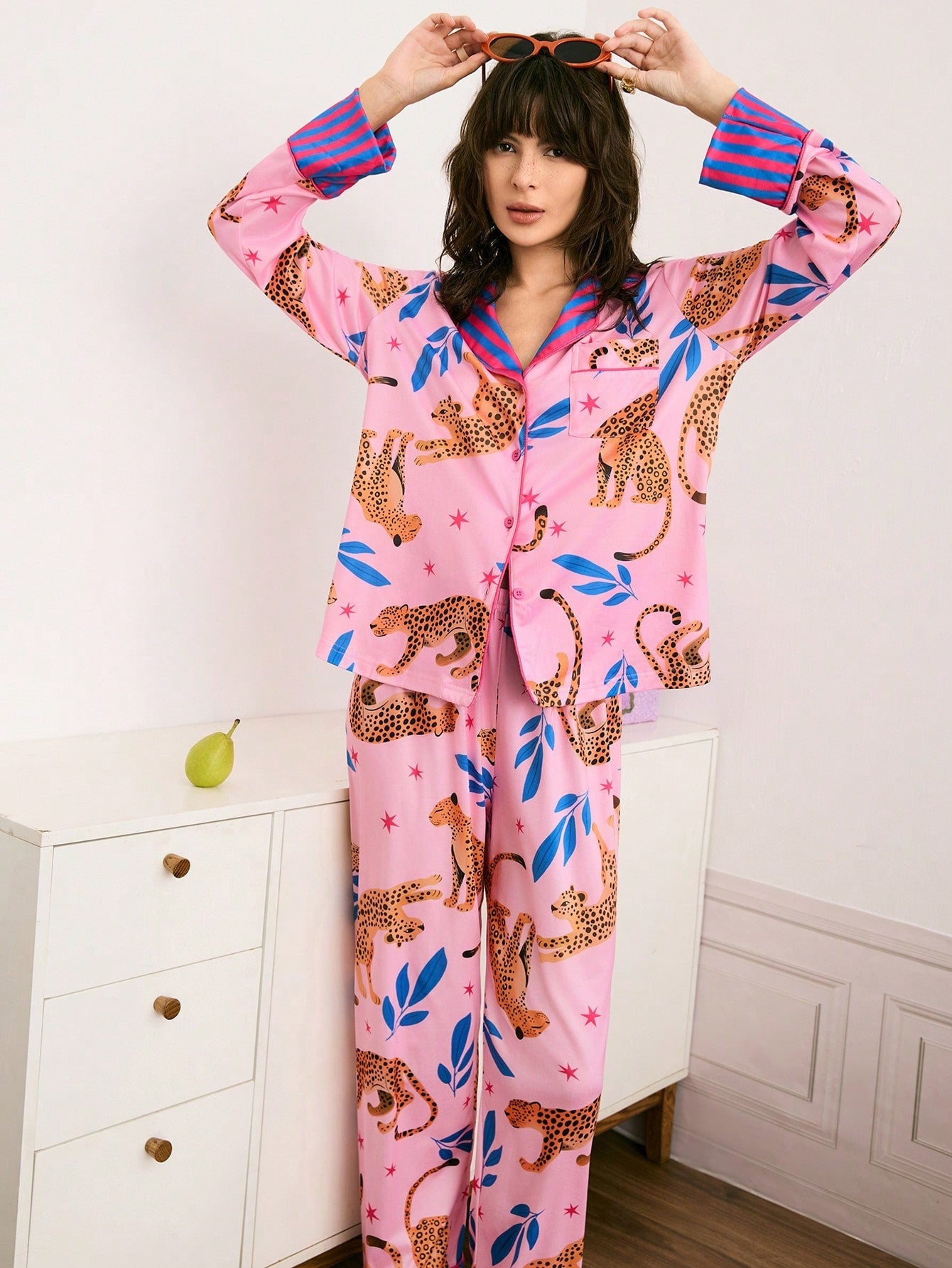 Pink Leopard Lounge Pajama Set