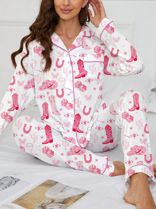 Lucky Cowgirl Printed Pajama Set