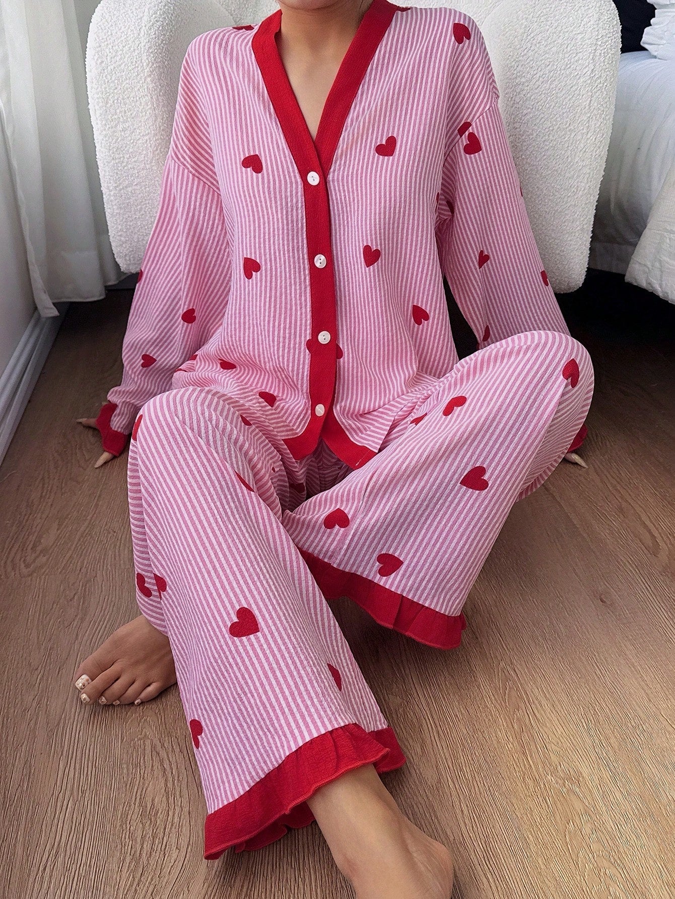 Heartstripe Cotton Pajama Set