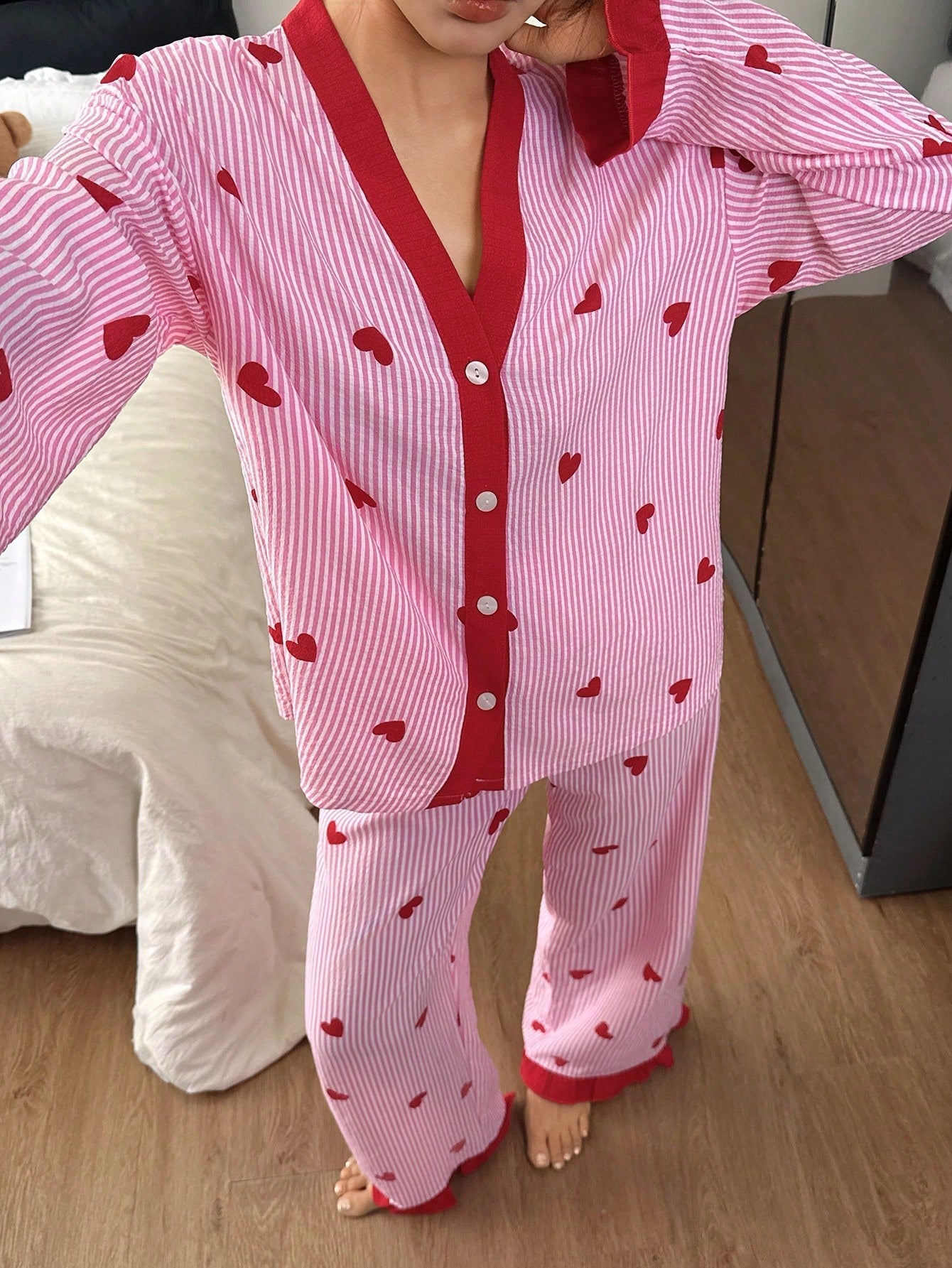 Heartstripe Cotton Pajama Set
