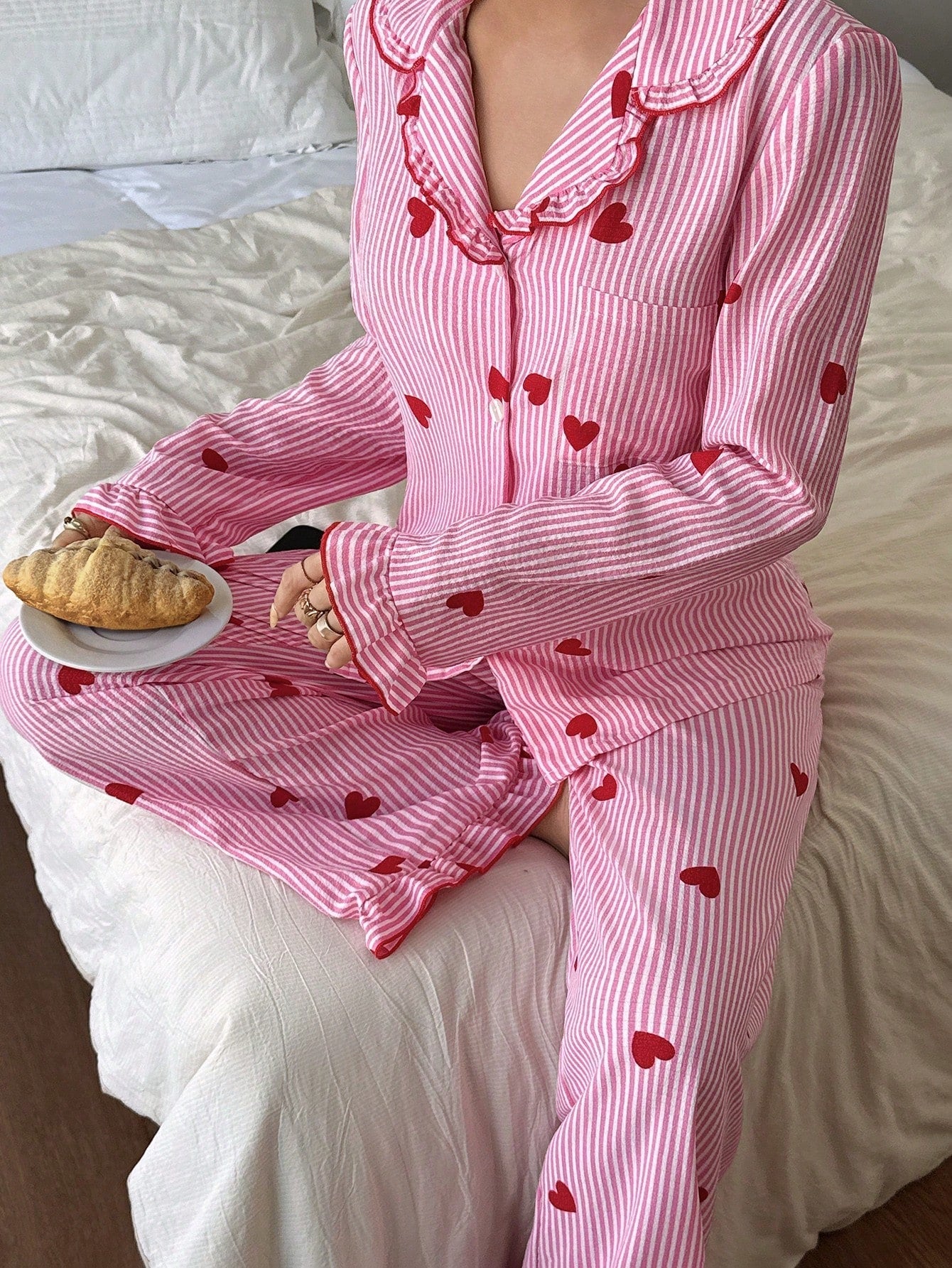 Ruffle Heartstripe Pajama Set